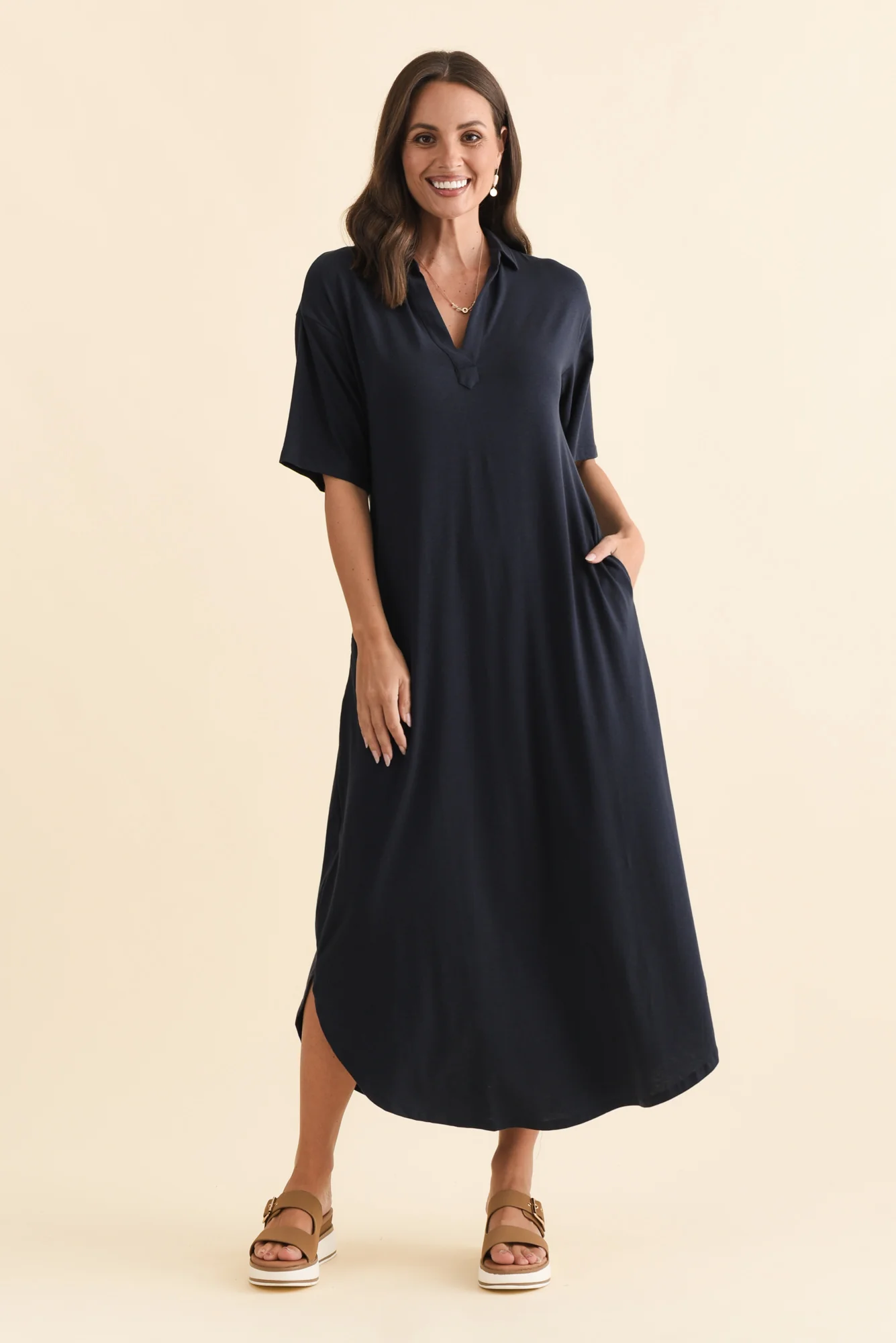 Marnie Navy Bamboo Tie Dress - Image 2