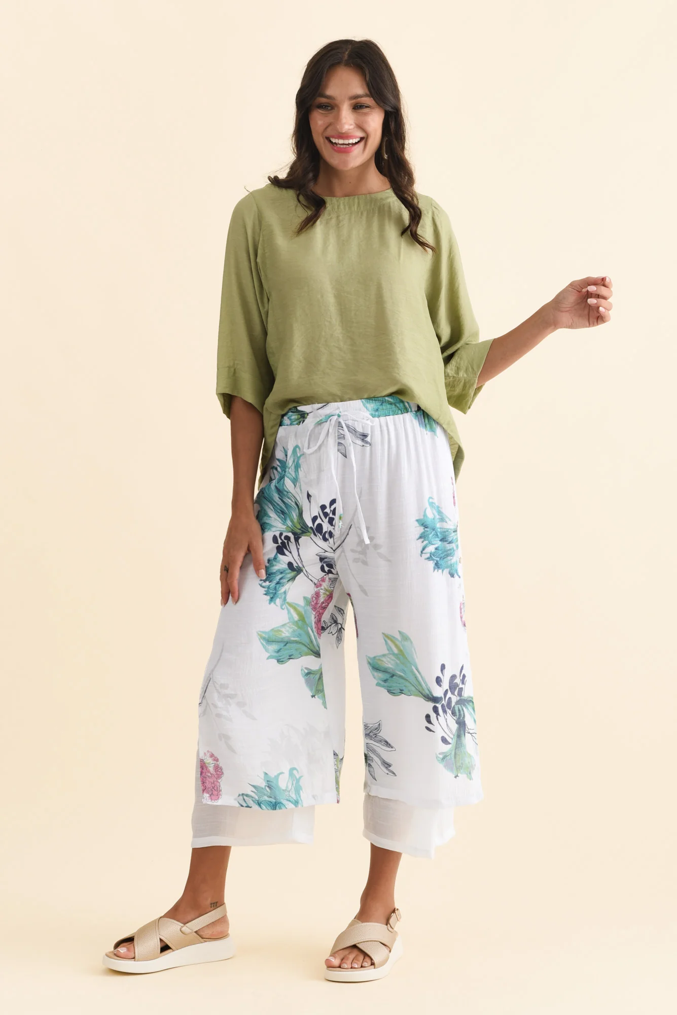Max White Floral Layered Pants - Image 2