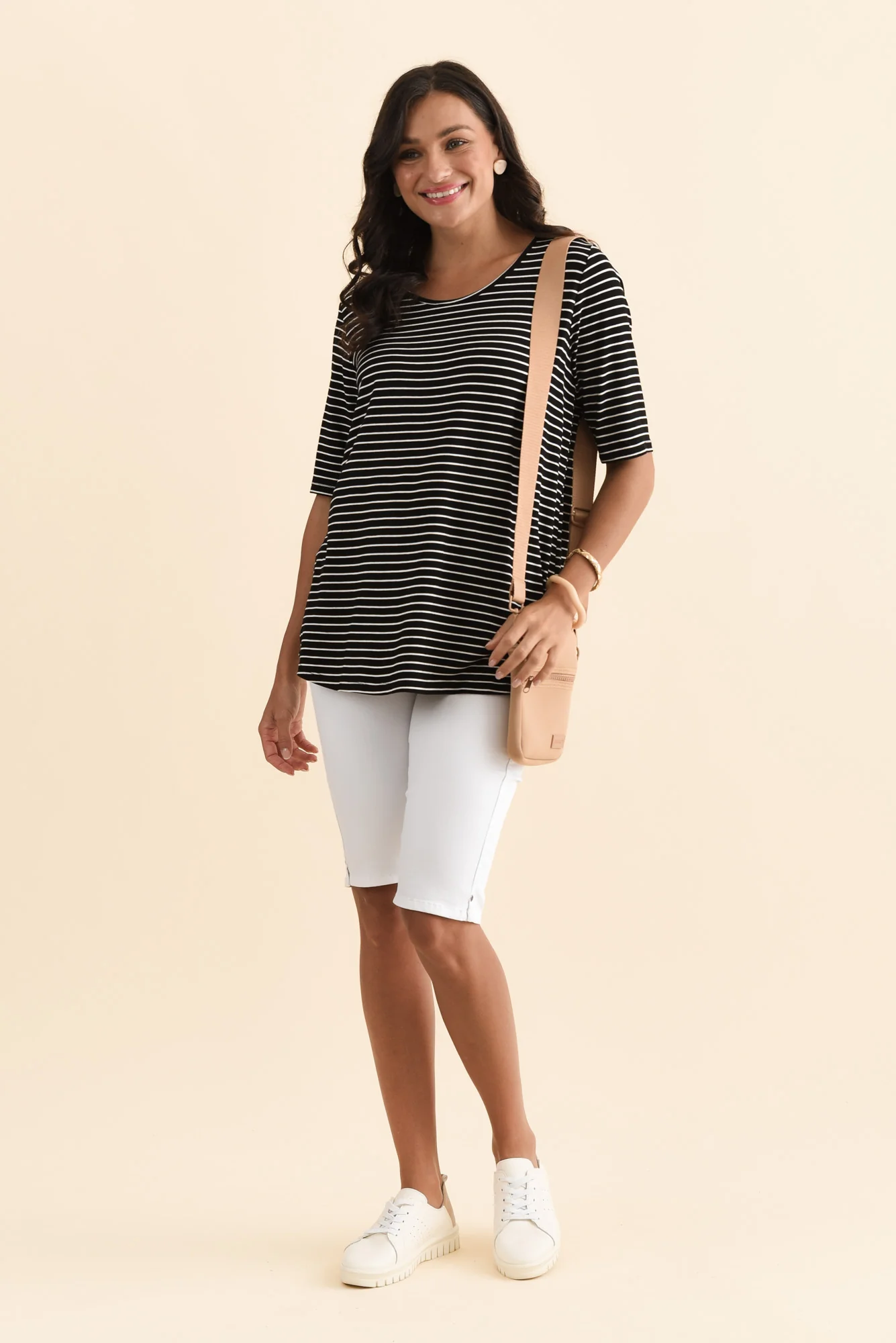 Maya Black Stripe Half Sleeve Tee - Image 2