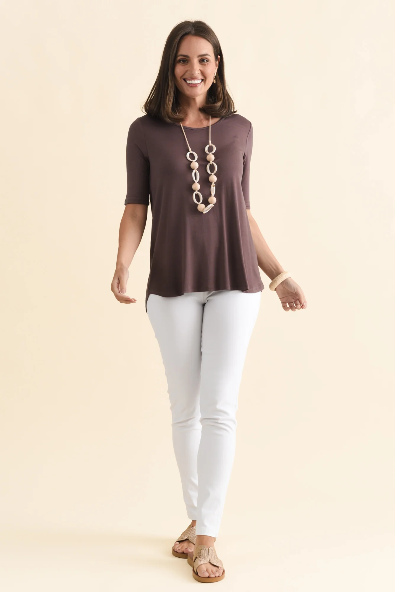 Maya Brown Half Sleeve Tee - Image 7