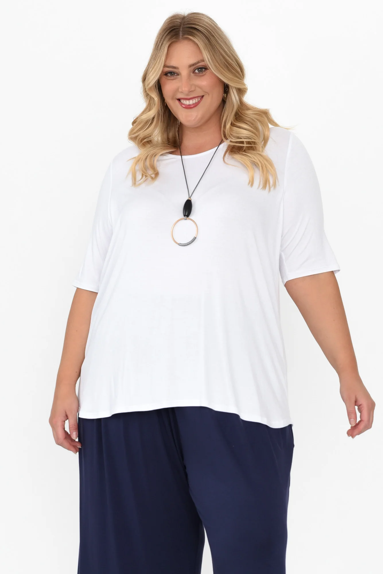 Maya White Half Sleeve Tee - Image 8