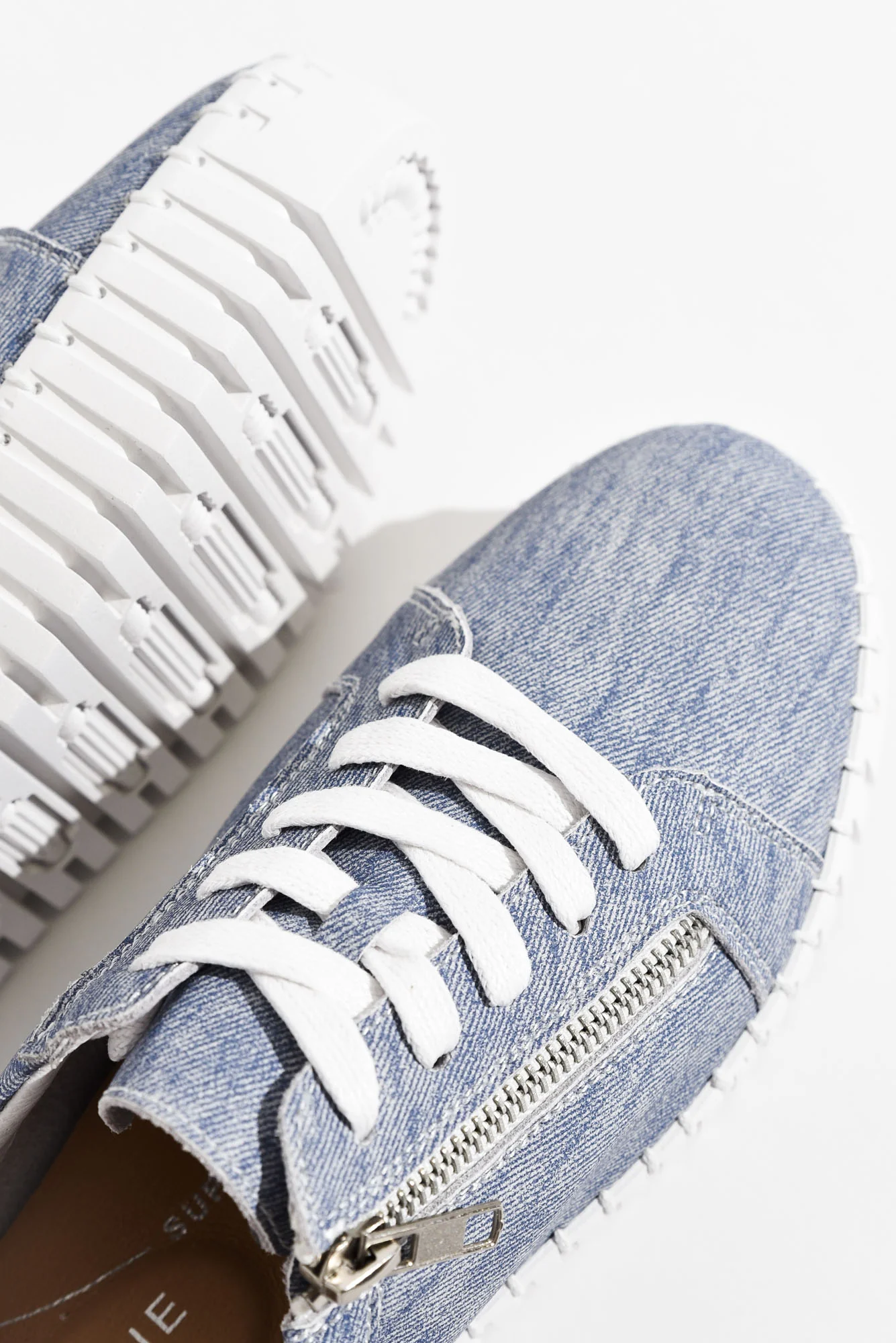 Medusa Blue Twill Platform Sneaker - Image 3