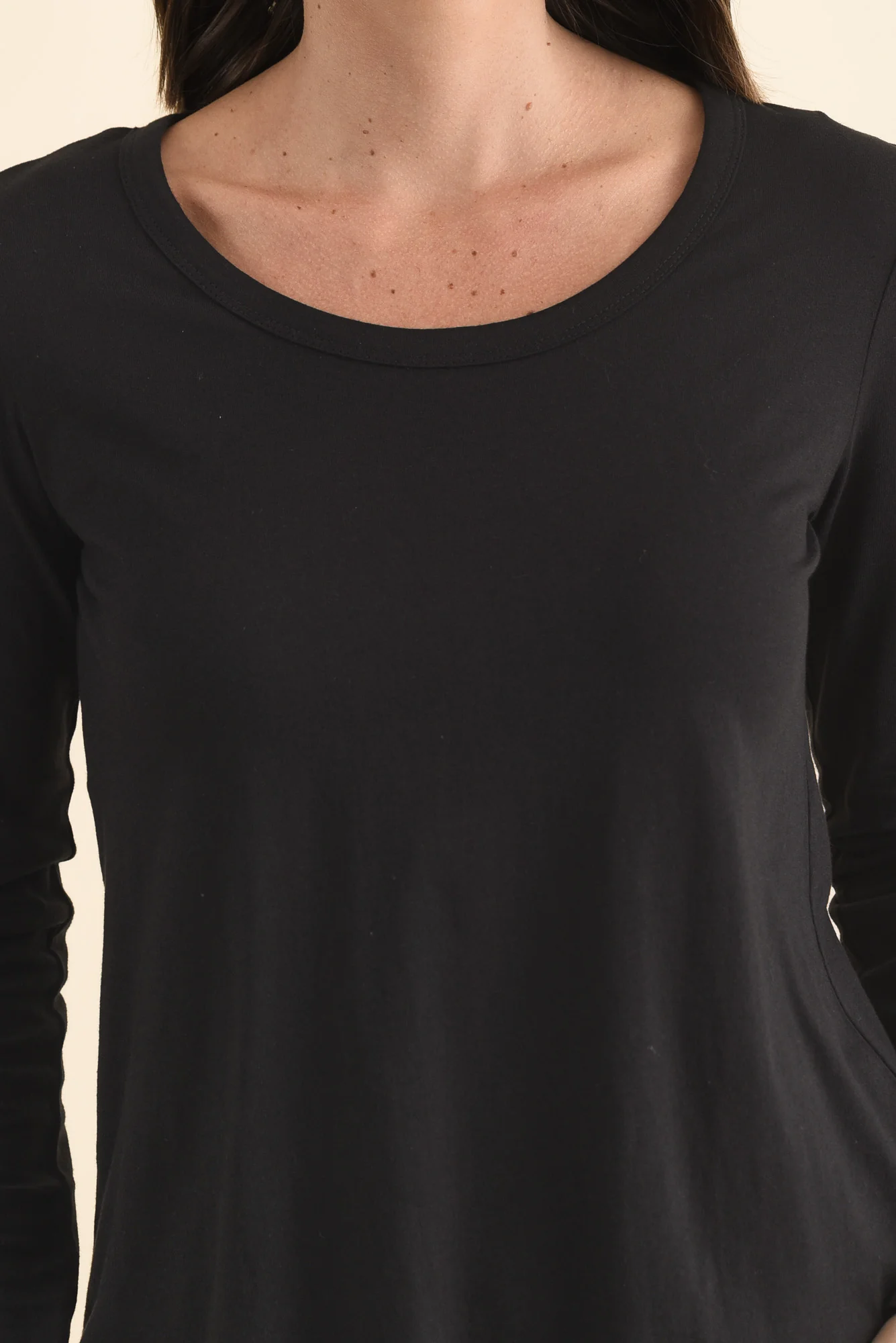 Megan Black Cotton Long Sleeve Top - Image 5