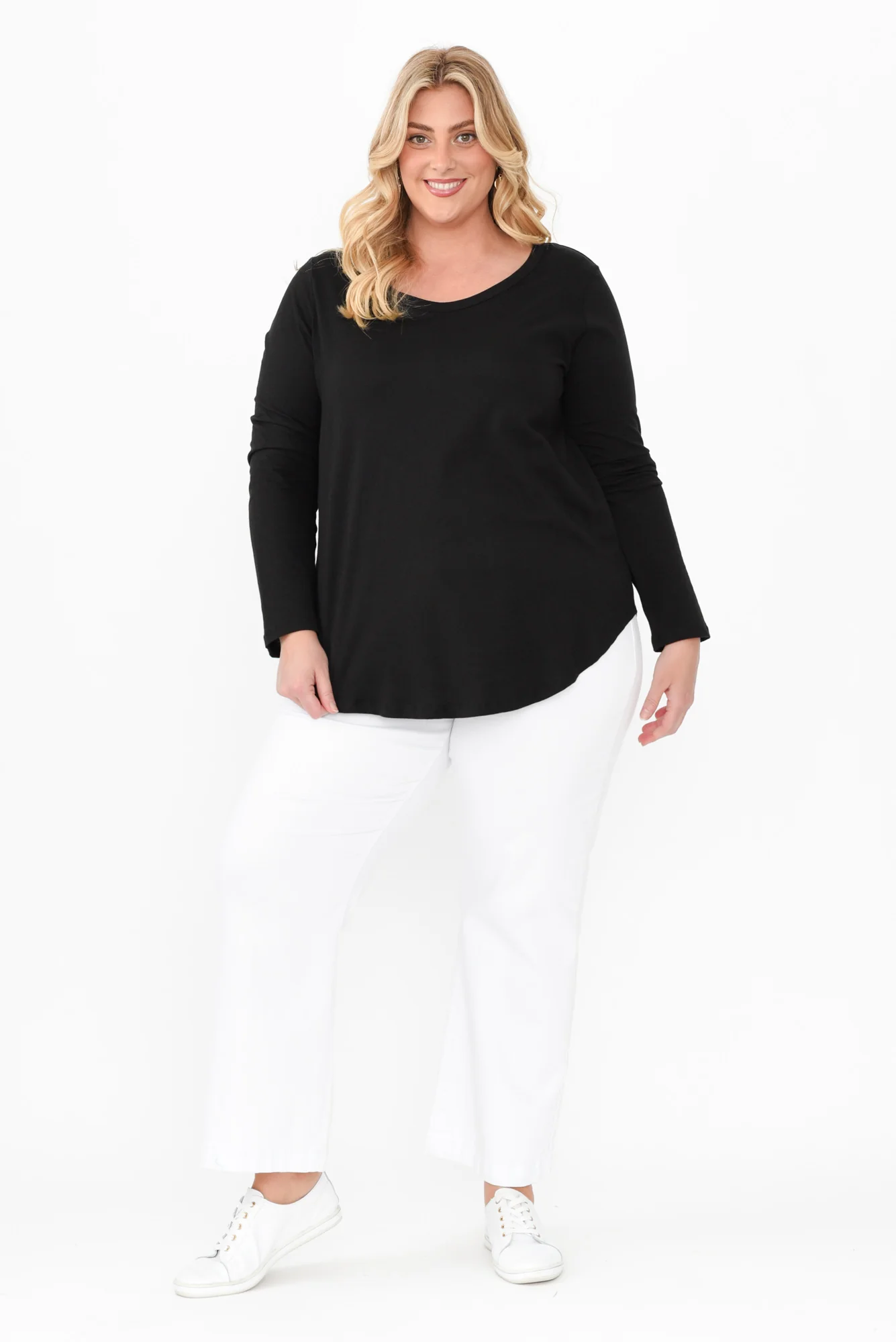 Megan Black Cotton Long Sleeve Top - Image 8