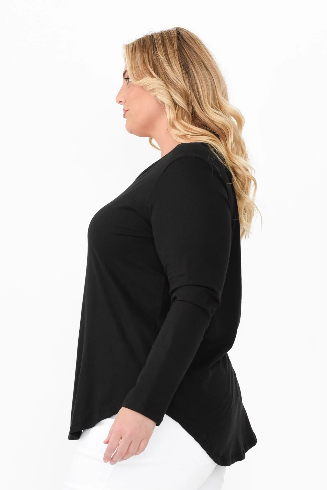 Megan Black Cotton Long Sleeve Top - Image 9