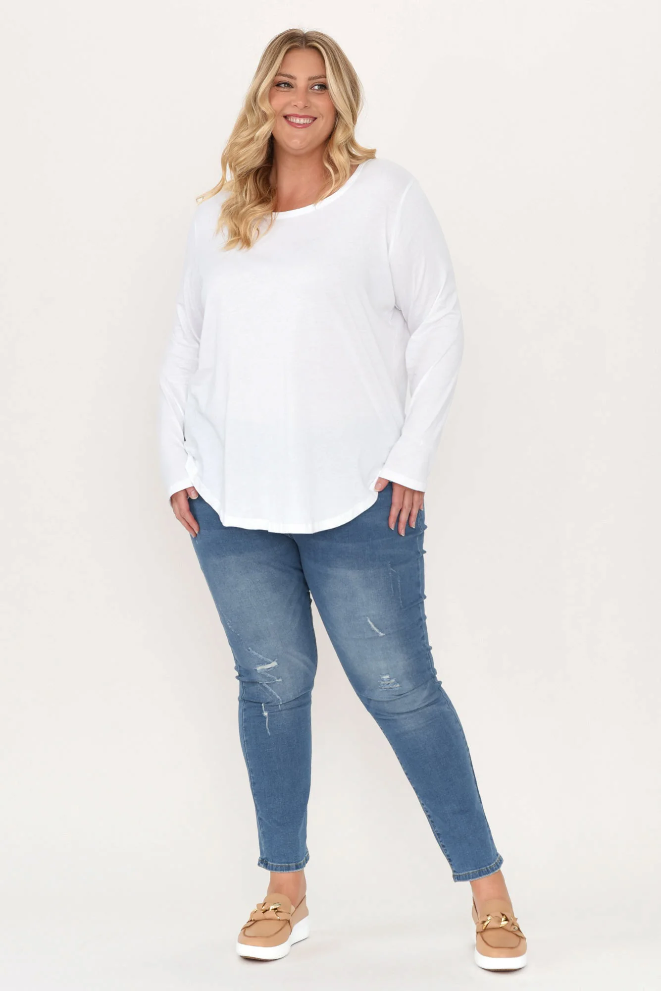 Megan White Cotton Long Sleeve Top - Image 8