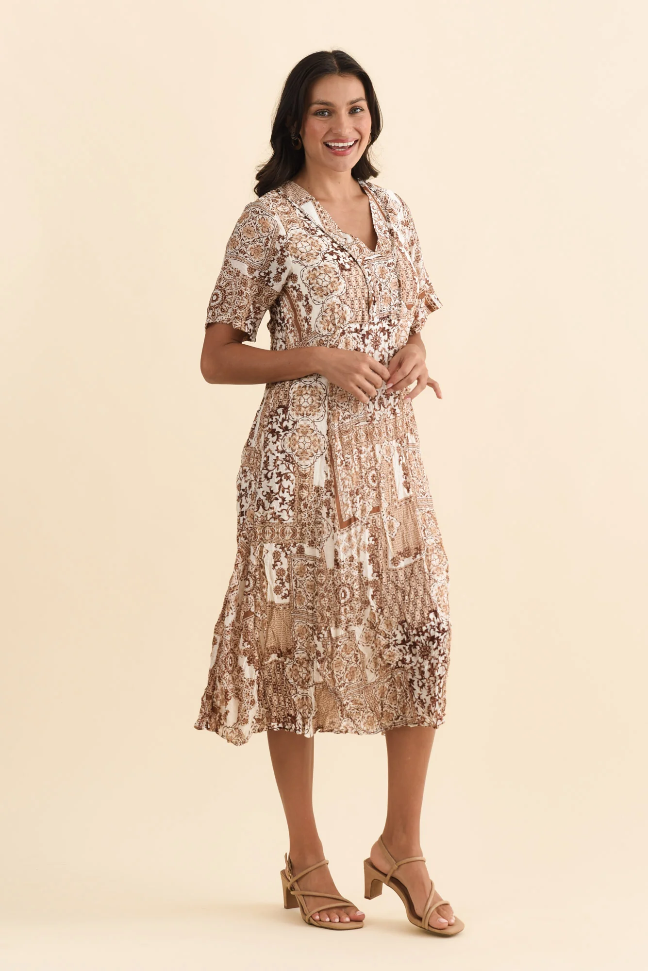 Meka Mocha Mosaic Pocket Dress - Image 3