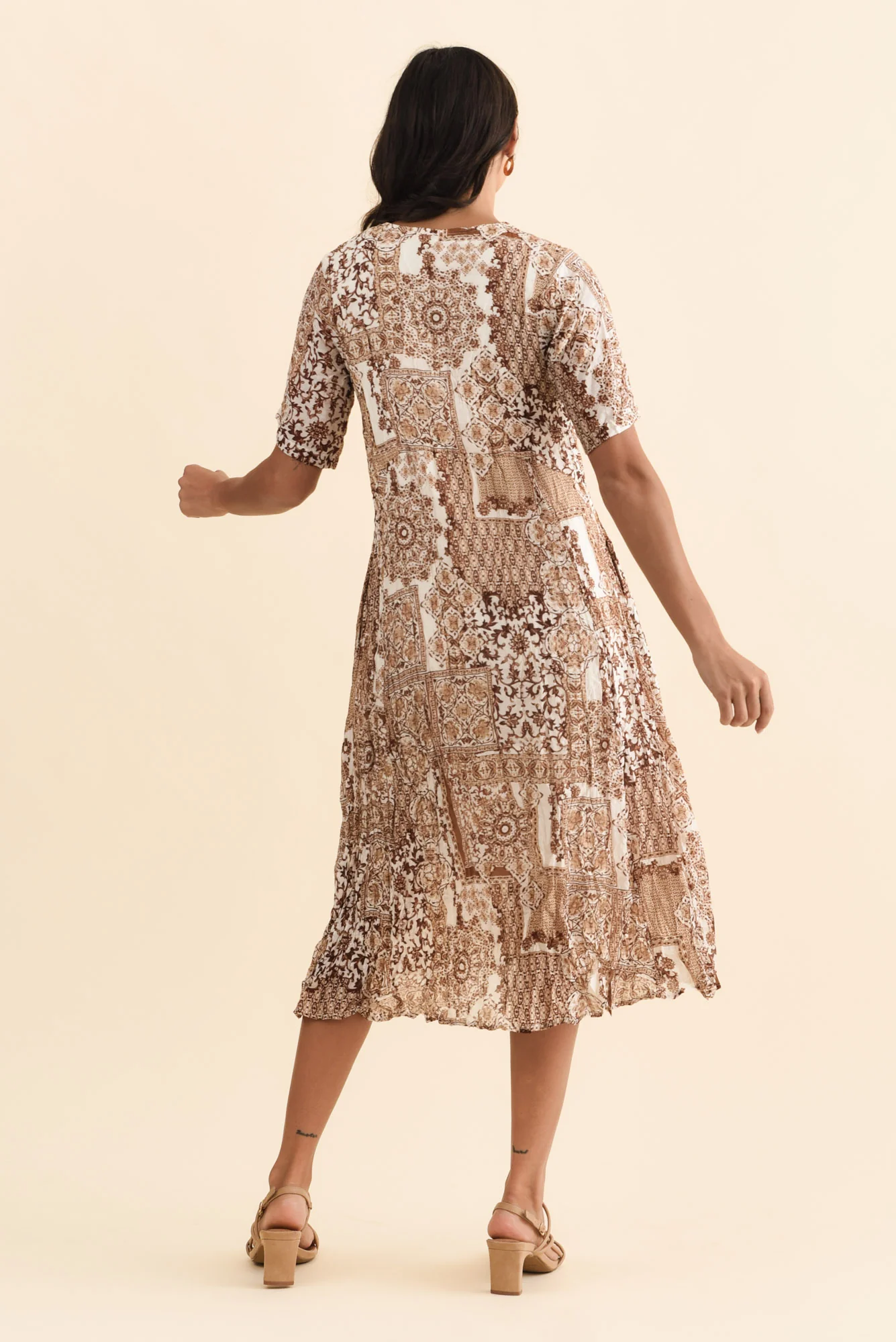 Meka Mocha Mosaic Pocket Dress - Image 4