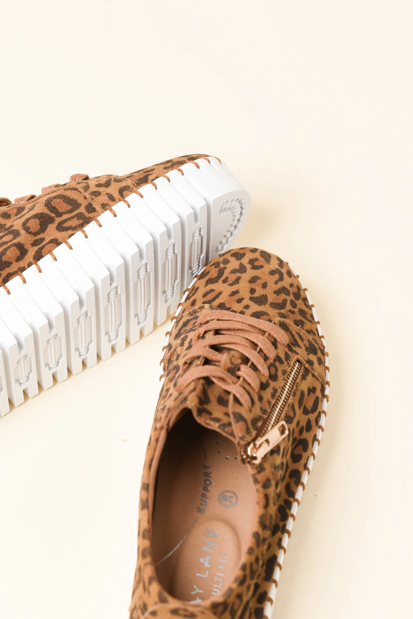 Merusa Brown Leopard Leather Platform Sneaker - Image 3