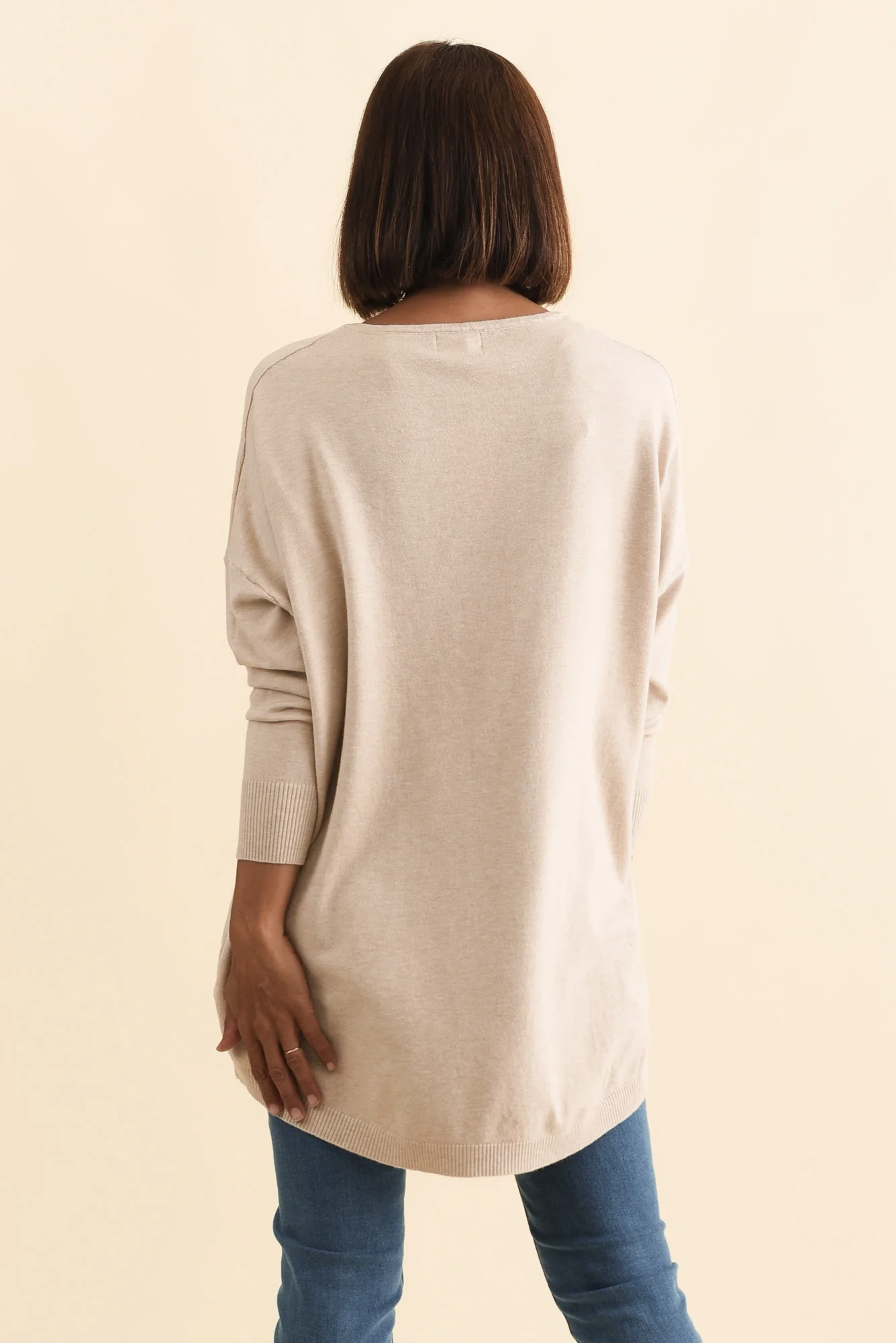 Meryl Beige Wool Blend Drape Jumper - Image 4