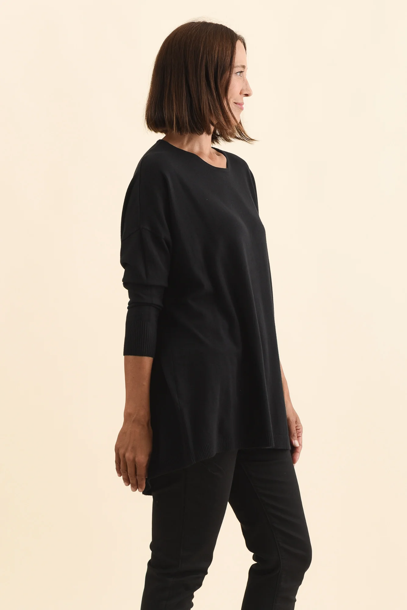 Meryl Black Wool Blend Drape Jumper - Image 3