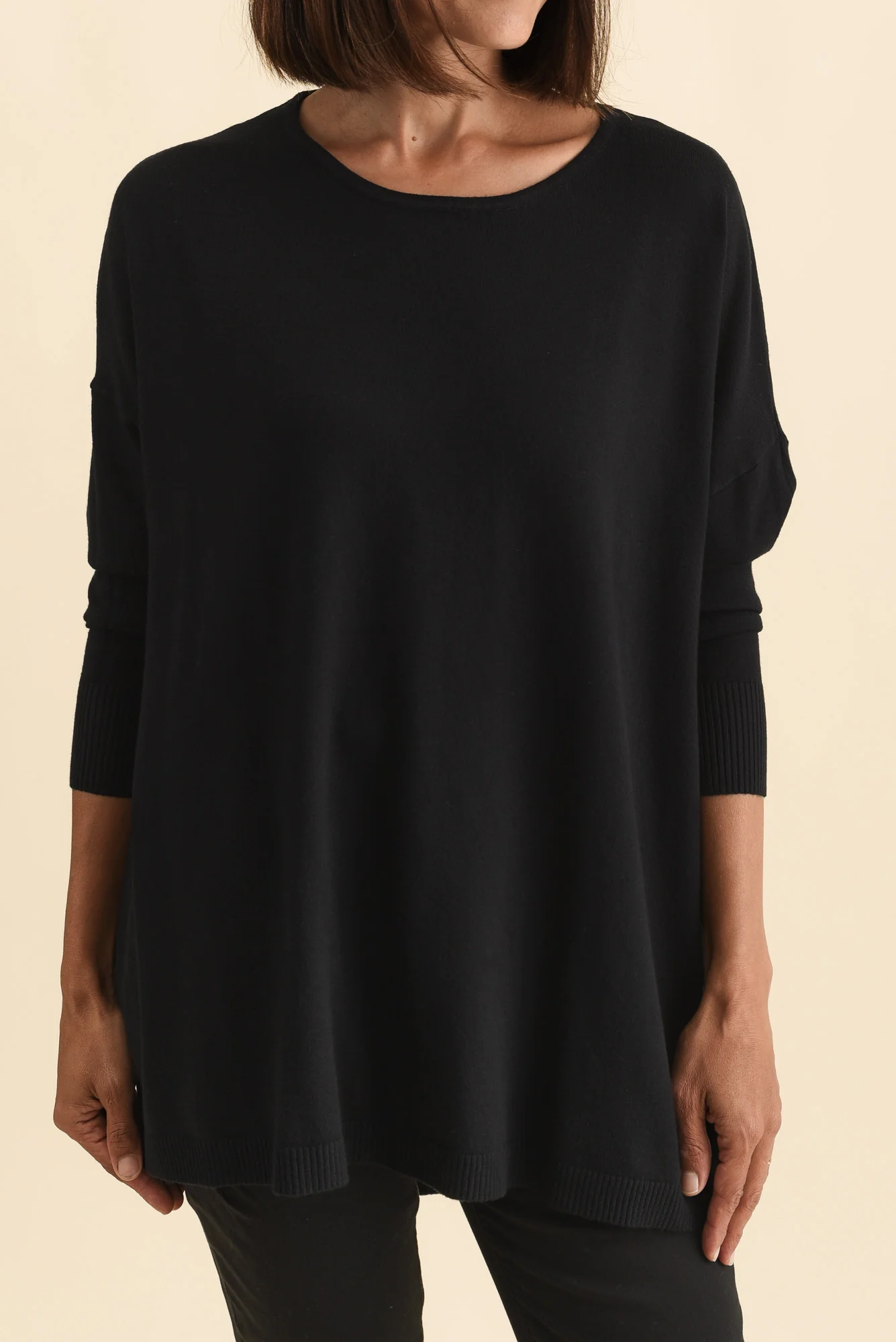 Meryl Black Wool Blend Drape Jumper - Image 5