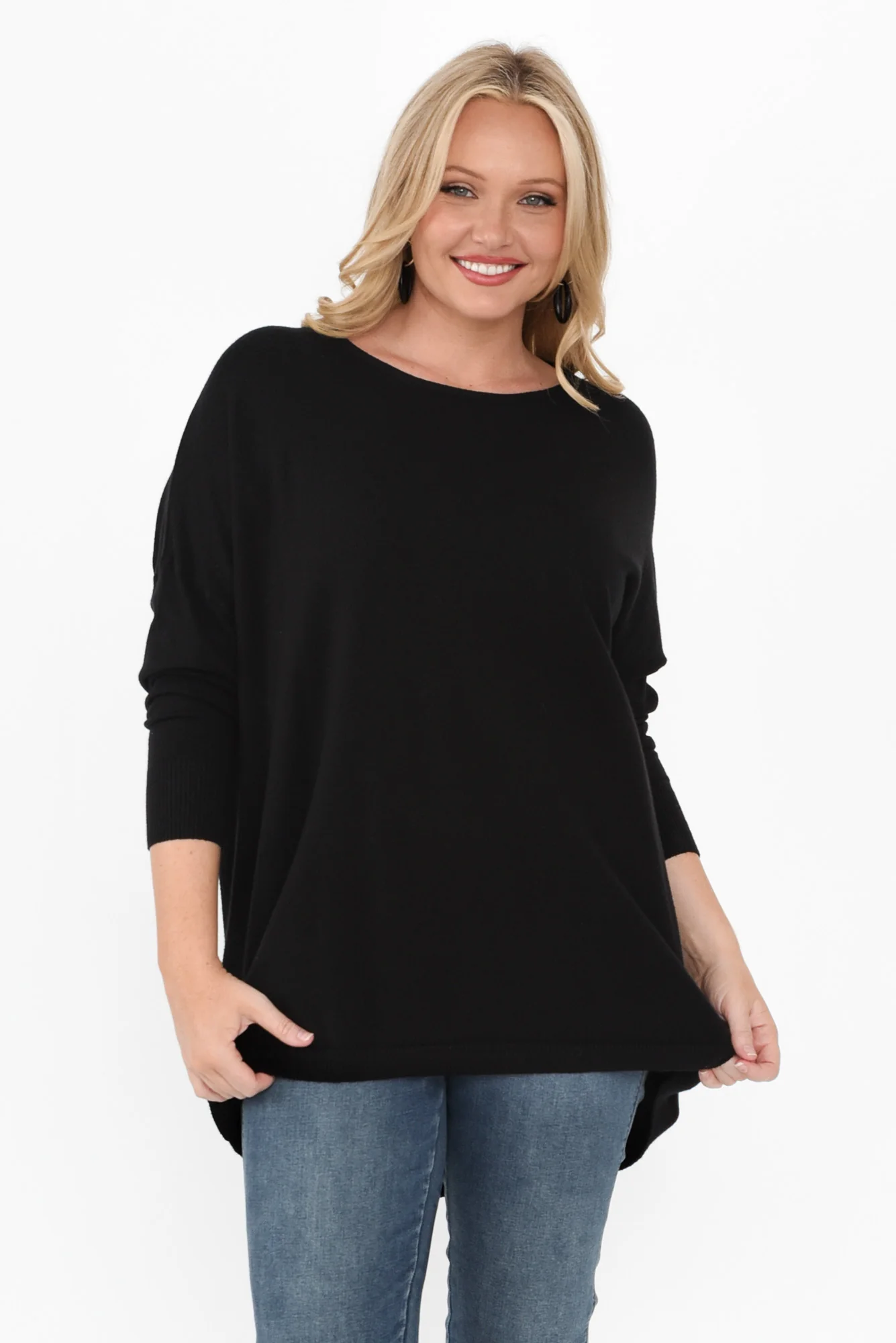 Meryl Black Wool Blend Drape Jumper - Image 7