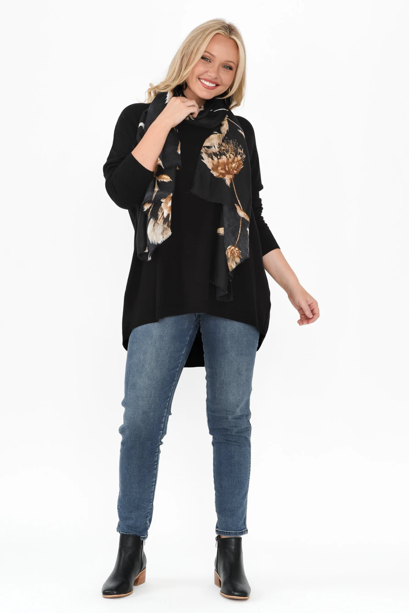 Meryl Black Wool Blend Drape Jumper - Image 8