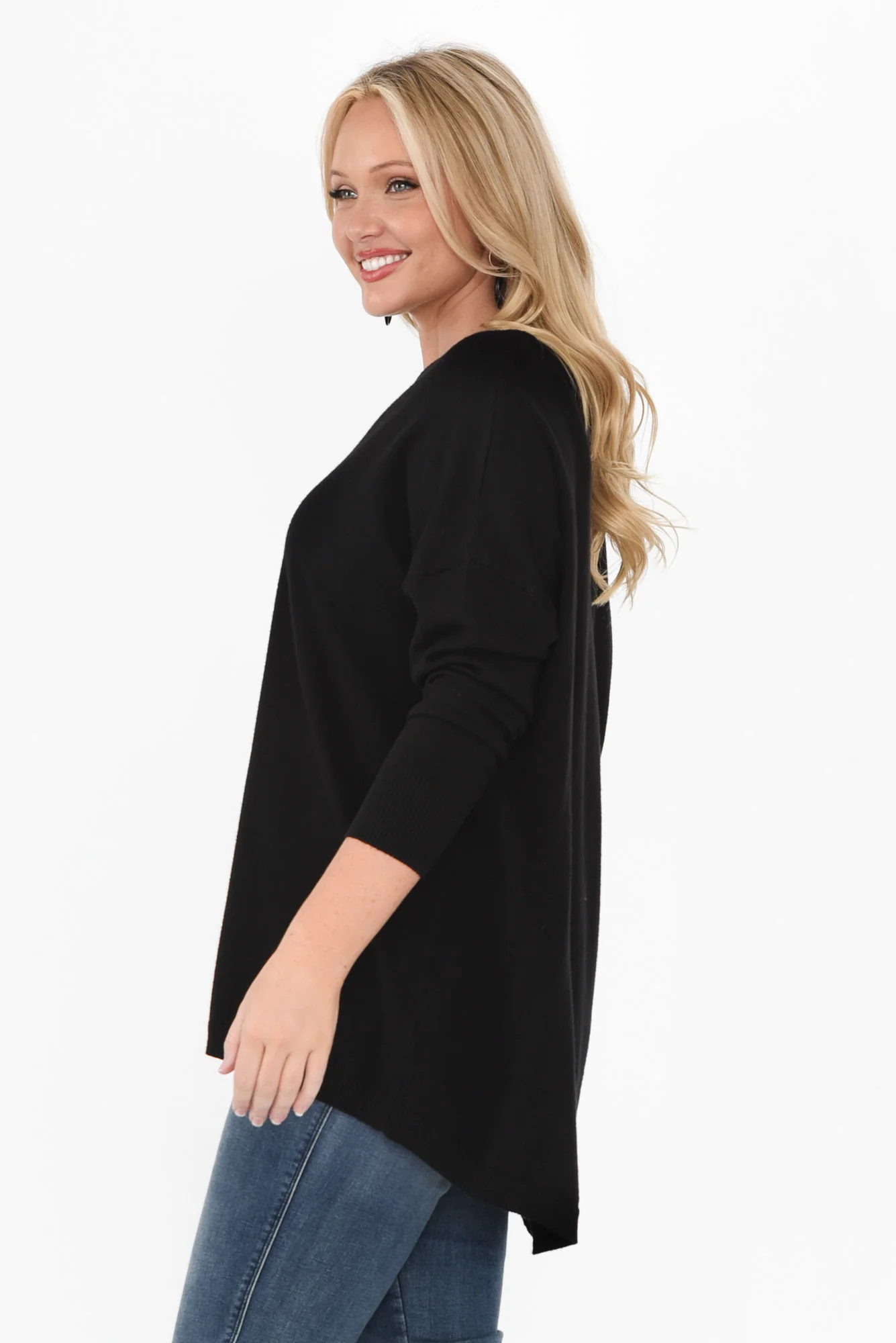 Meryl Black Wool Blend Drape Jumper - Image 9