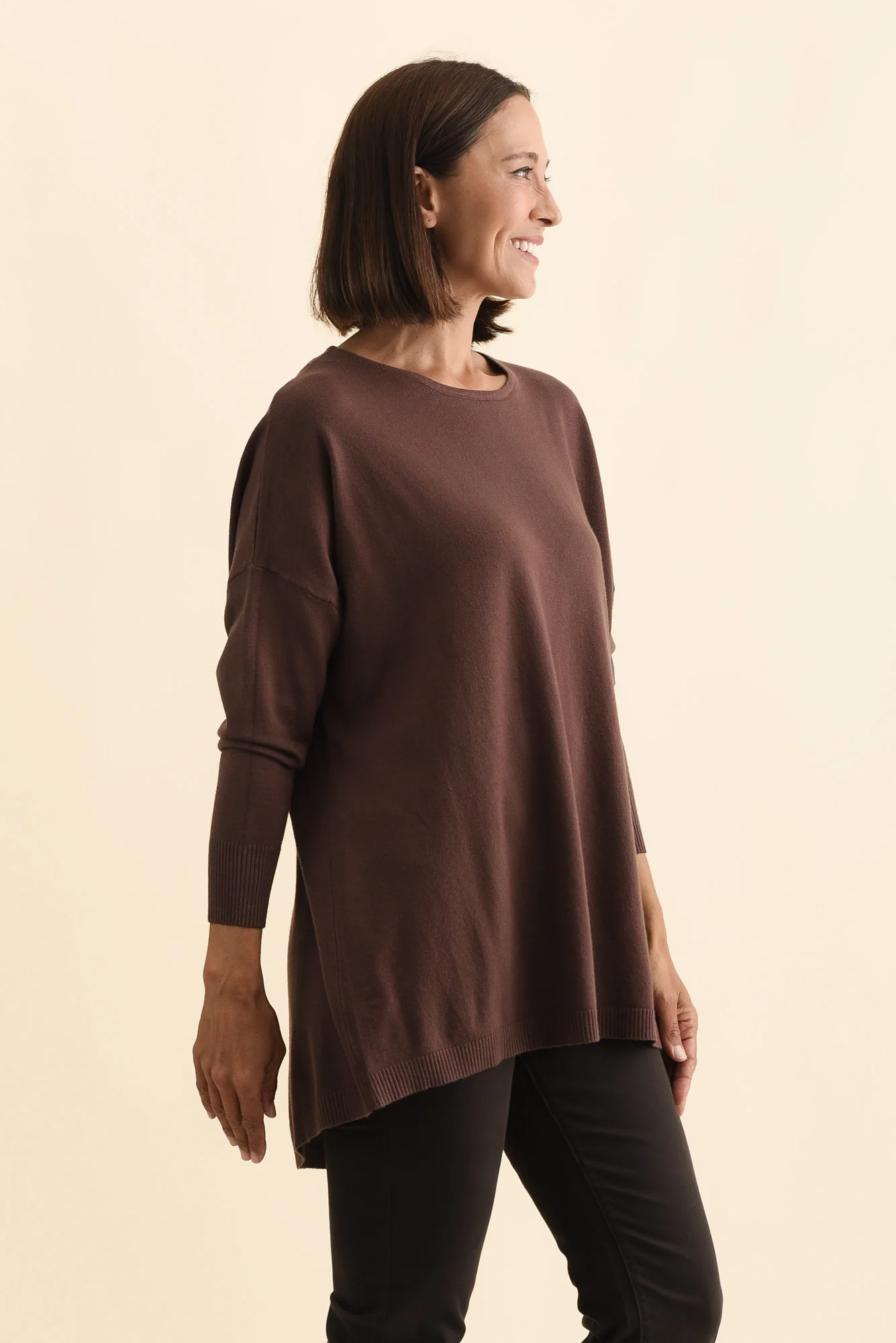 Meryl Brown Wool Blend Drape Jumper - Image 3