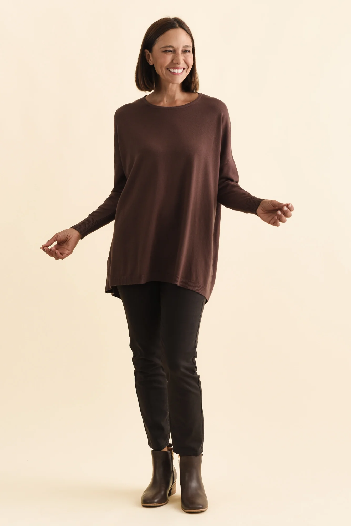Meryl Brown Wool Blend Drape Jumper - Image 6