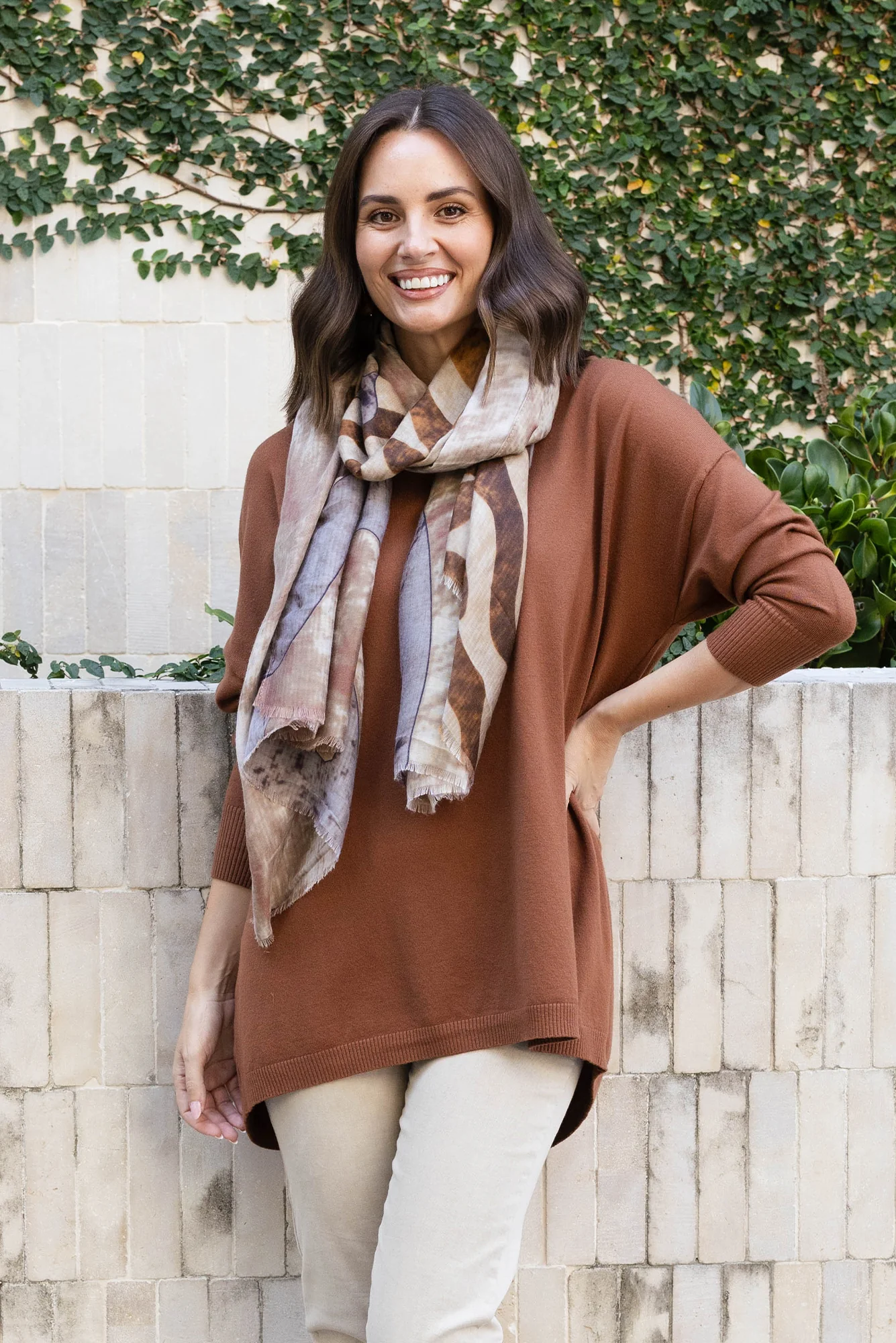Meryl Chocolate Wool Blend Drape Jumper