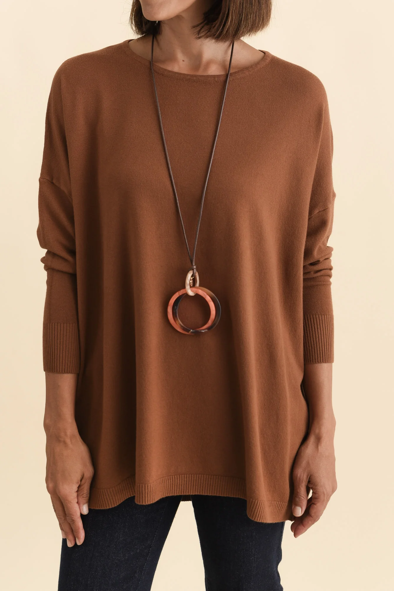 Meryl Chocolate Wool Blend Drape Jumper - Image 10