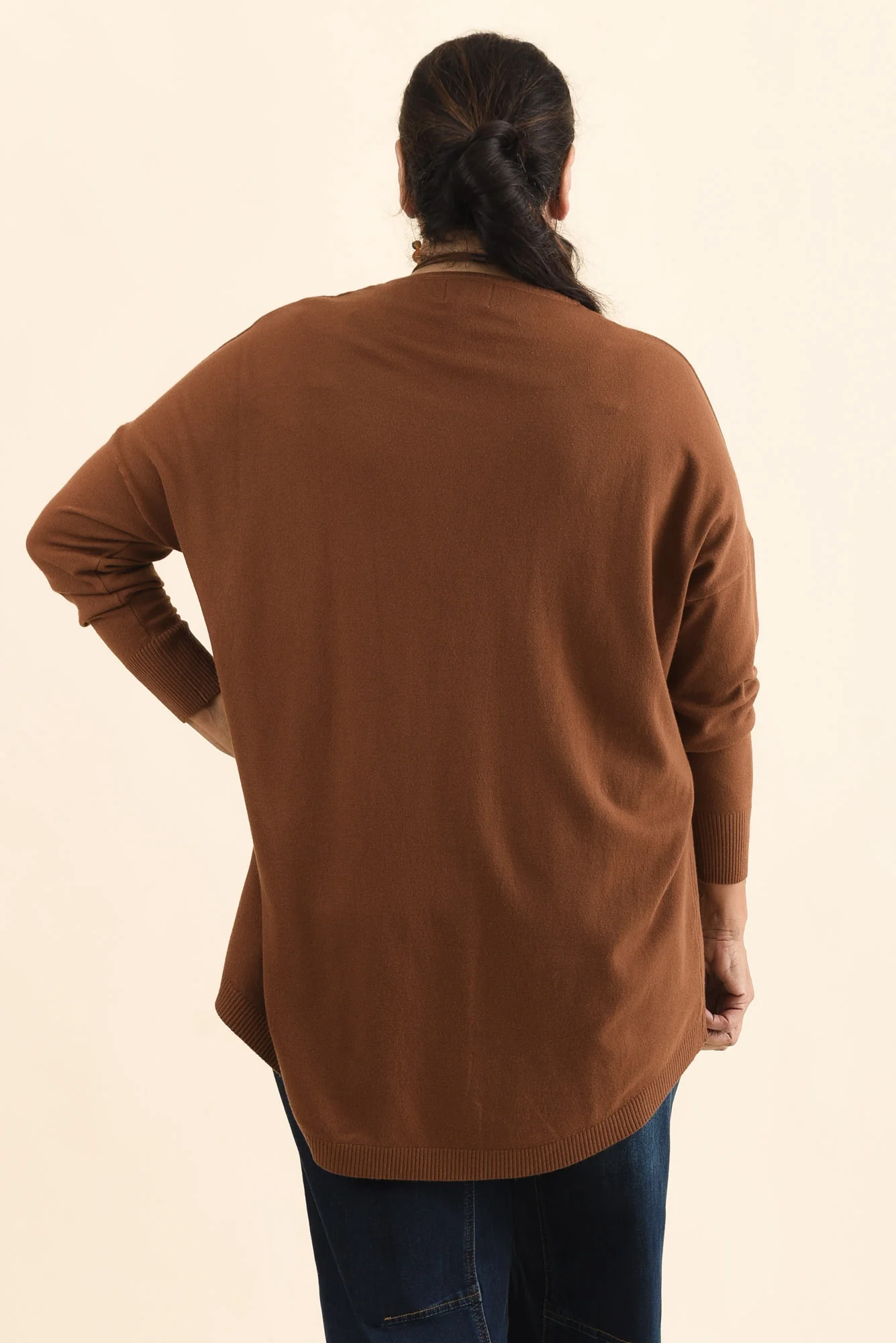 Meryl Chocolate Wool Blend Drape Jumper - Image 5