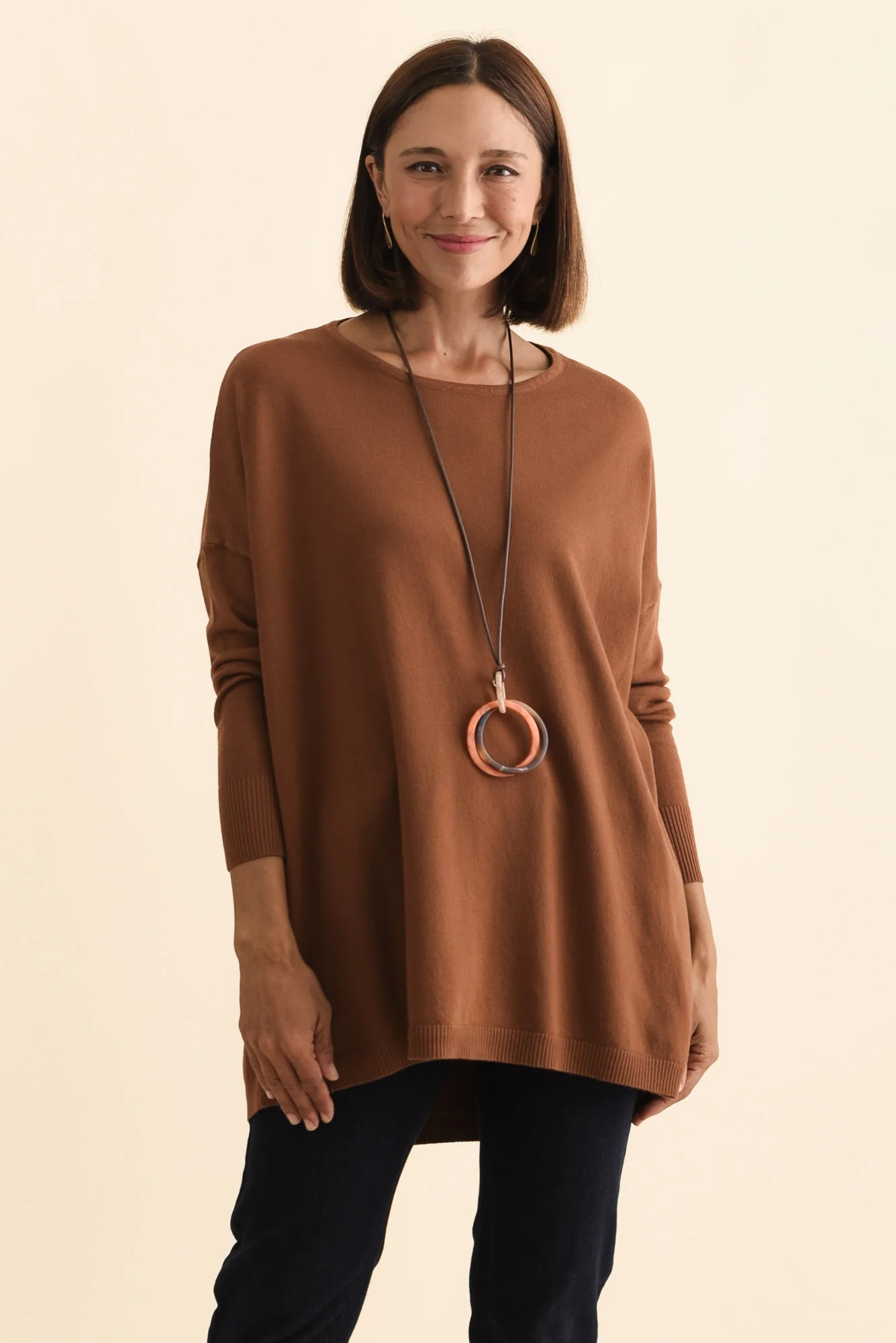 Meryl Chocolate Wool Blend Drape Jumper - Image 6