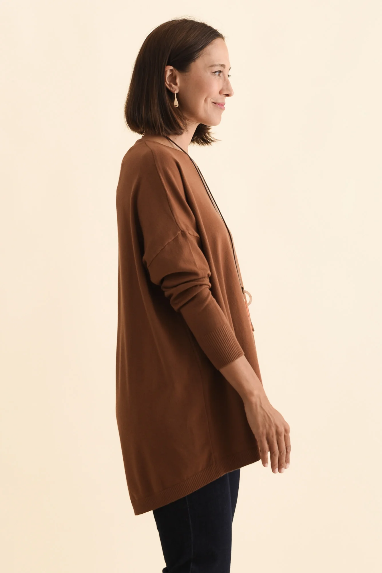Meryl Chocolate Wool Blend Drape Jumper - Image 8