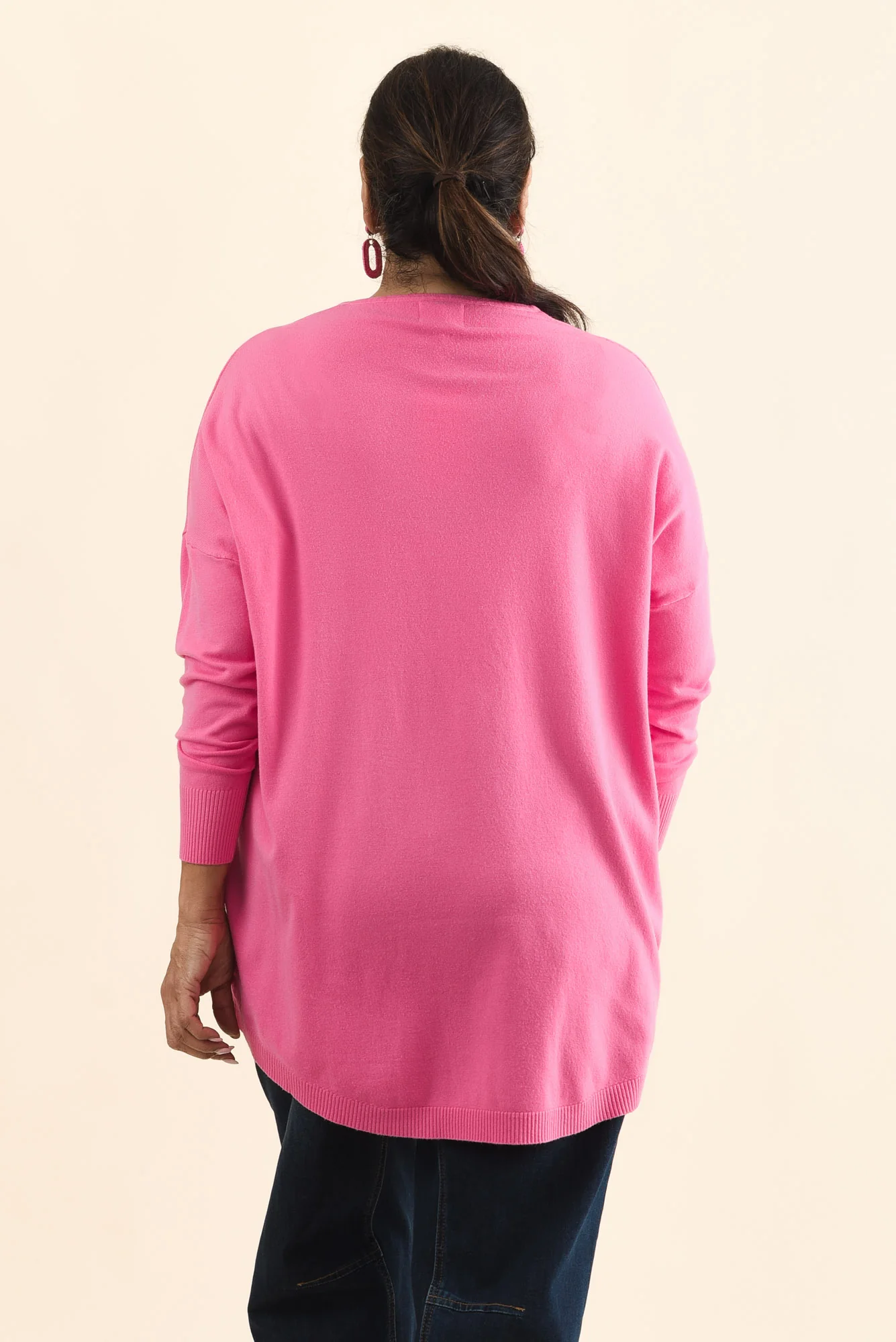 Meryl Hot Pink Wool Blend Drape Jumper - Image 11