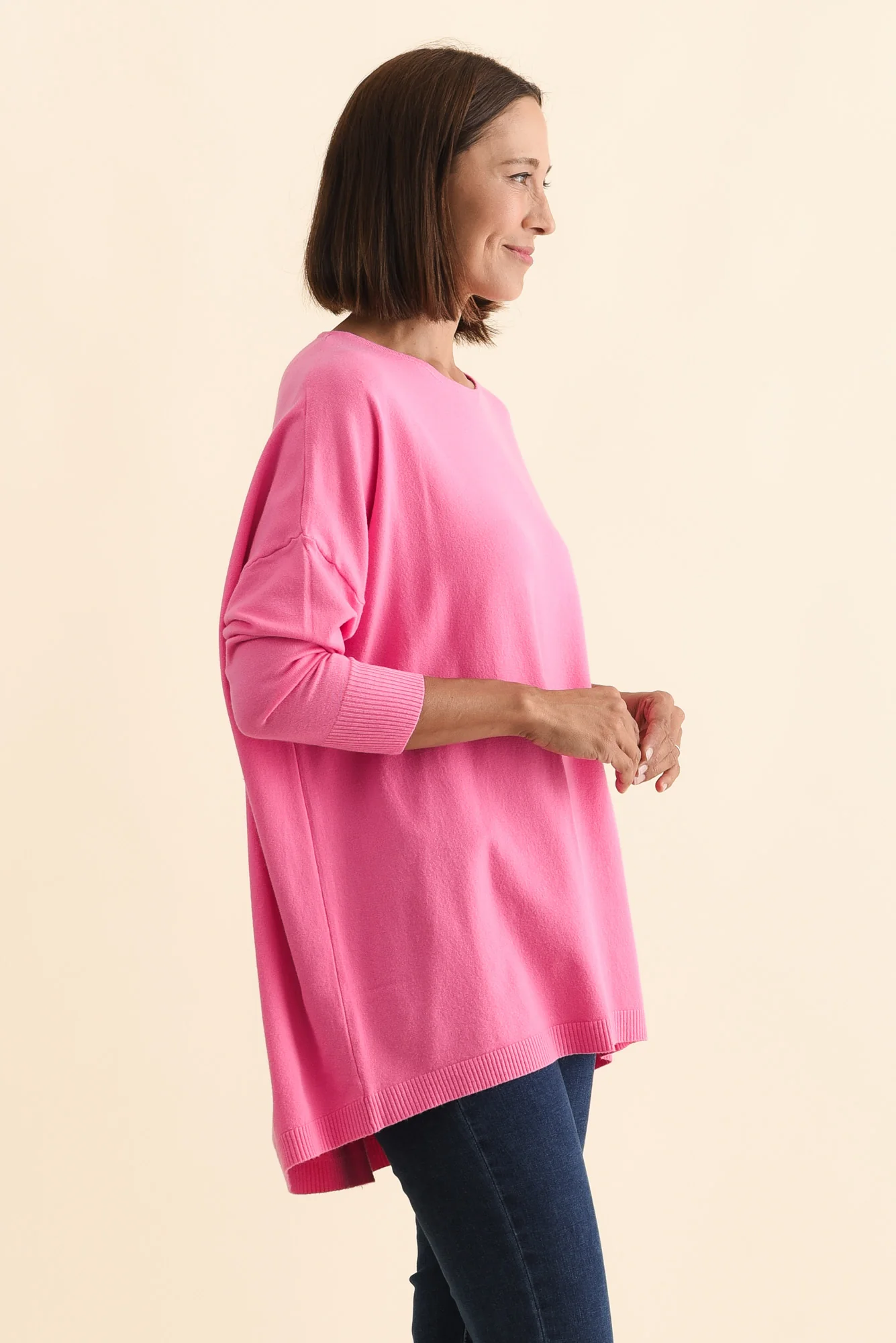 Meryl Hot Pink Wool Blend Drape Jumper - Image 4