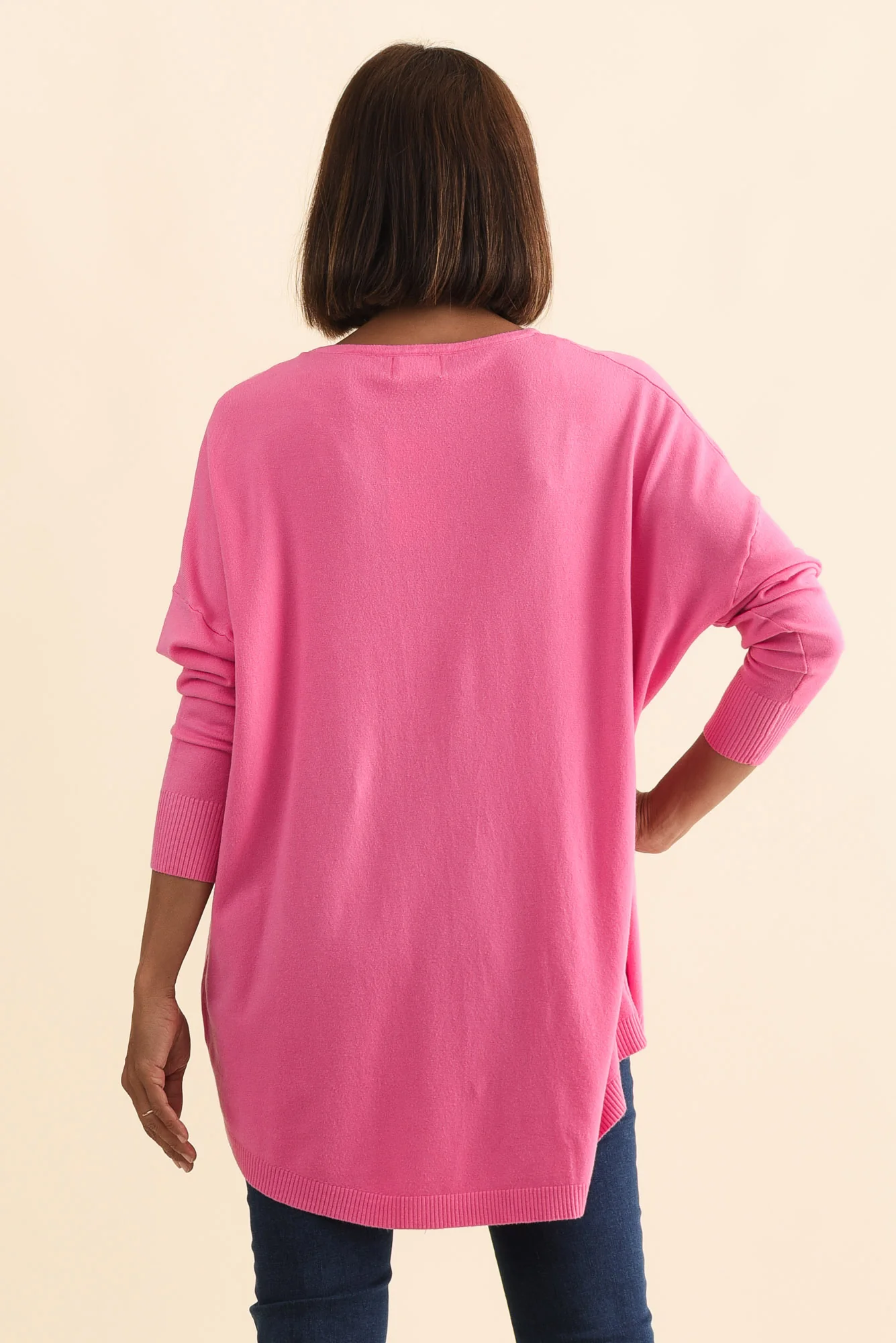 Meryl Hot Pink Wool Blend Drape Jumper - Image 5