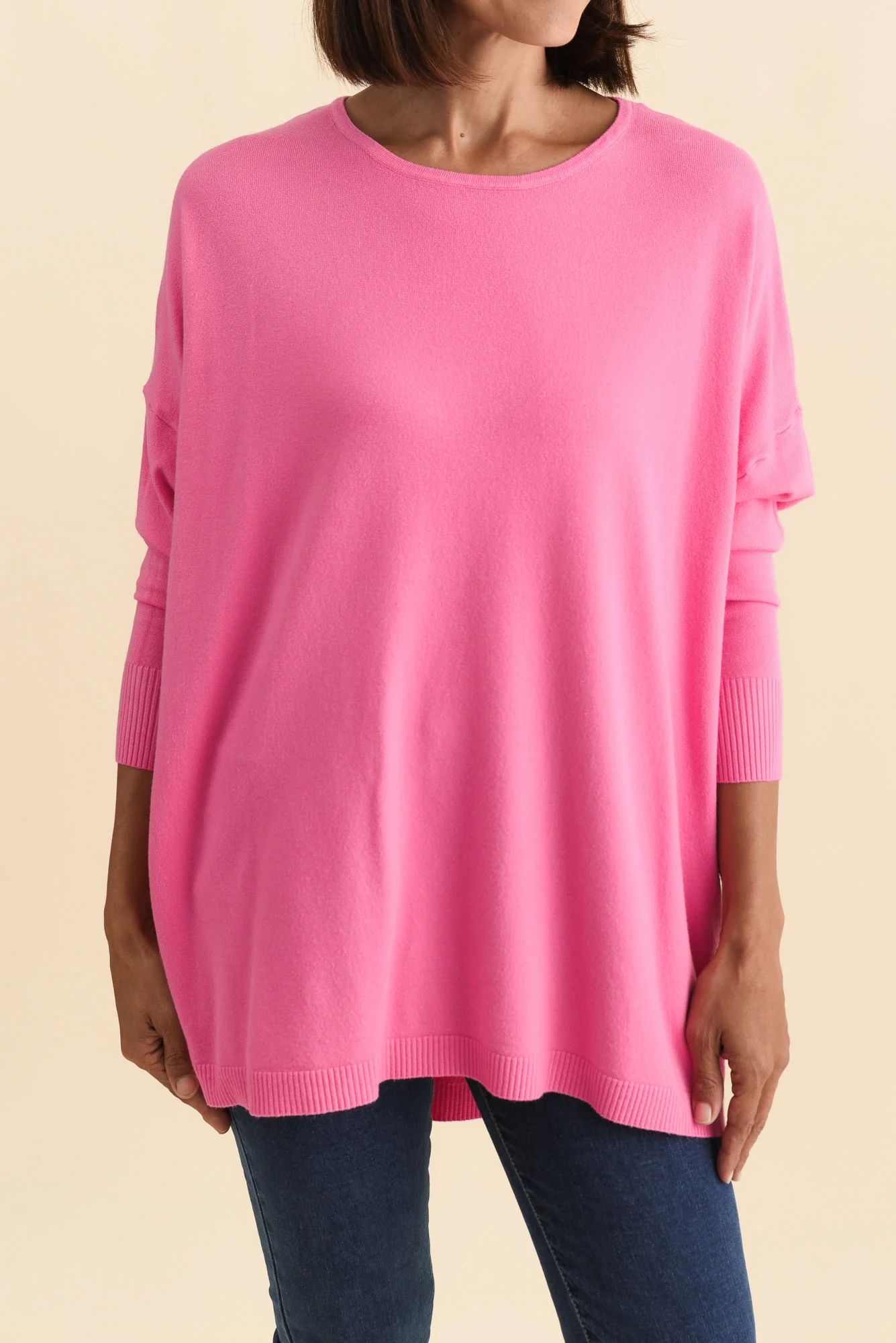 Meryl Hot Pink Wool Blend Drape Jumper - Image 6