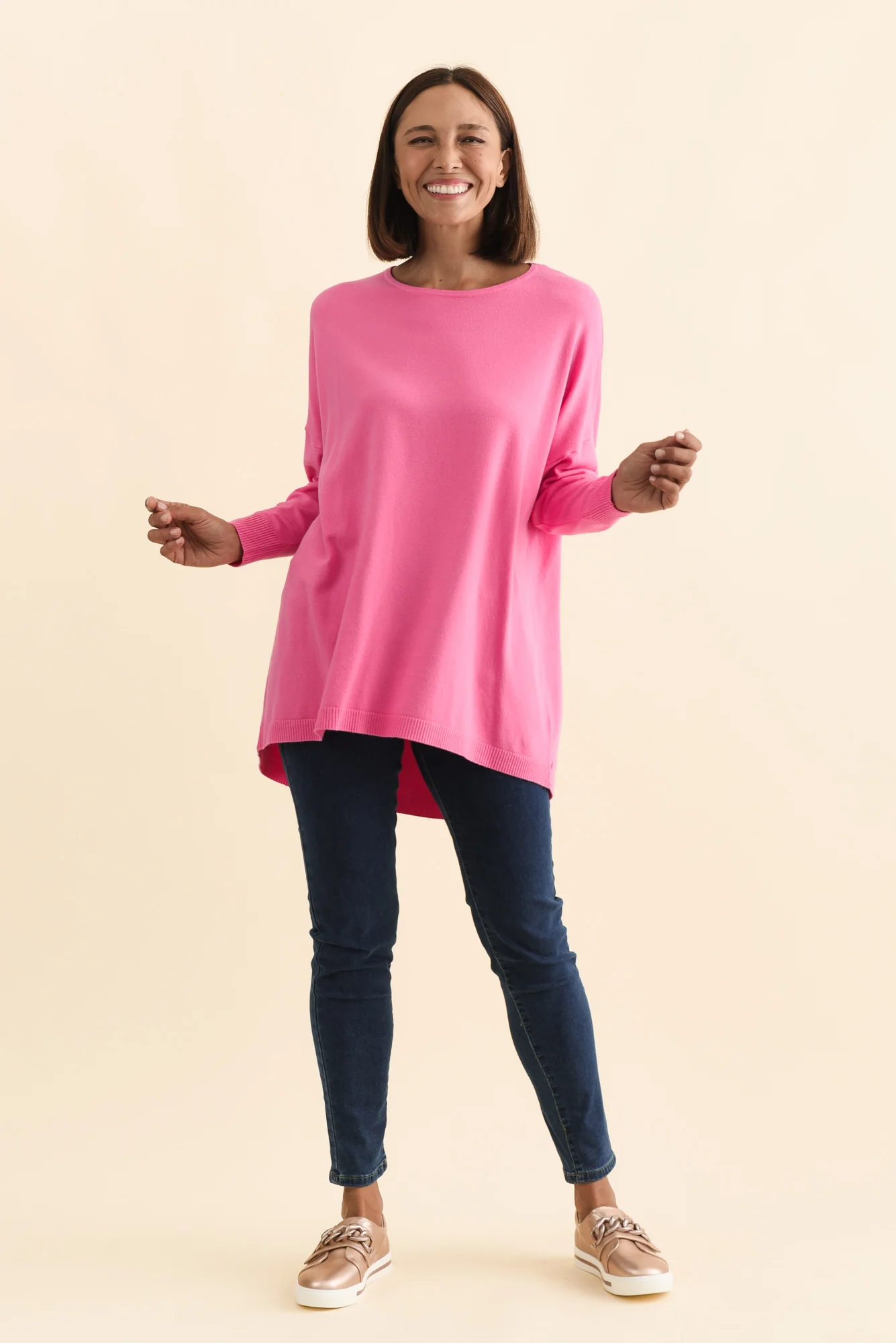 Meryl Hot Pink Wool Blend Drape Jumper - Image 7