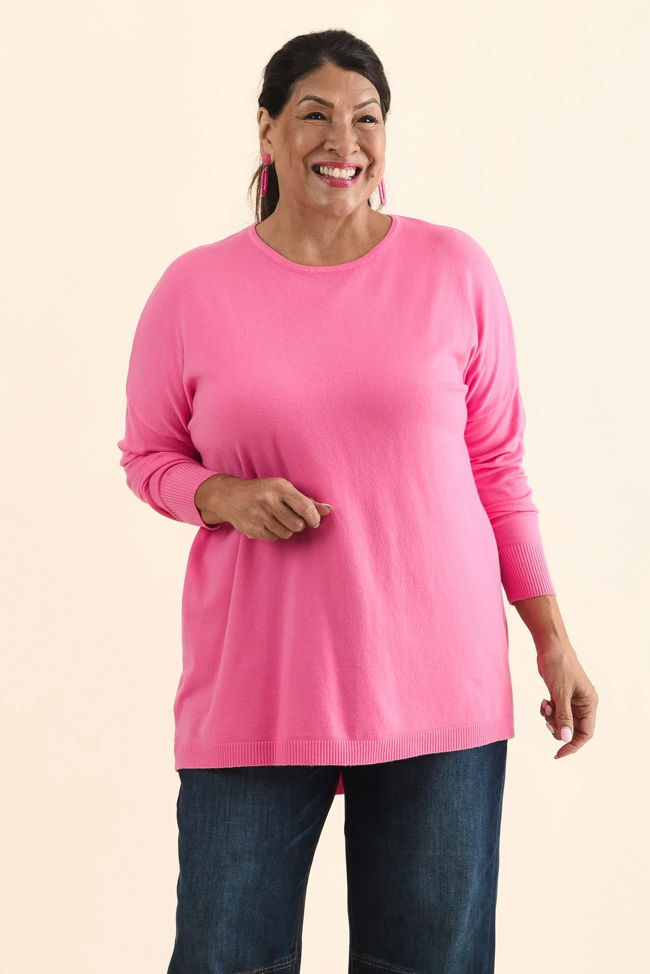 Meryl Hot Pink Wool Blend Drape Jumper - Image 8