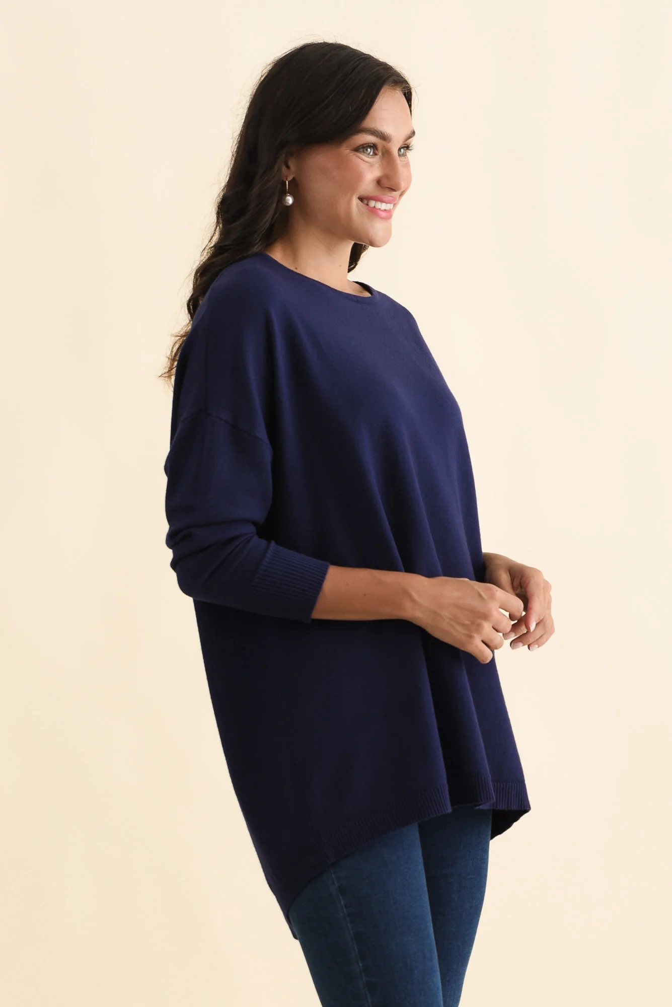 Meryl Navy Wool Blend Drape Jumper - Image 4