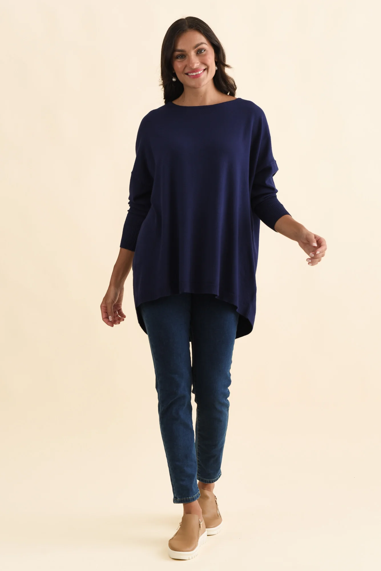 Meryl Navy Wool Blend Drape Jumper - Image 7