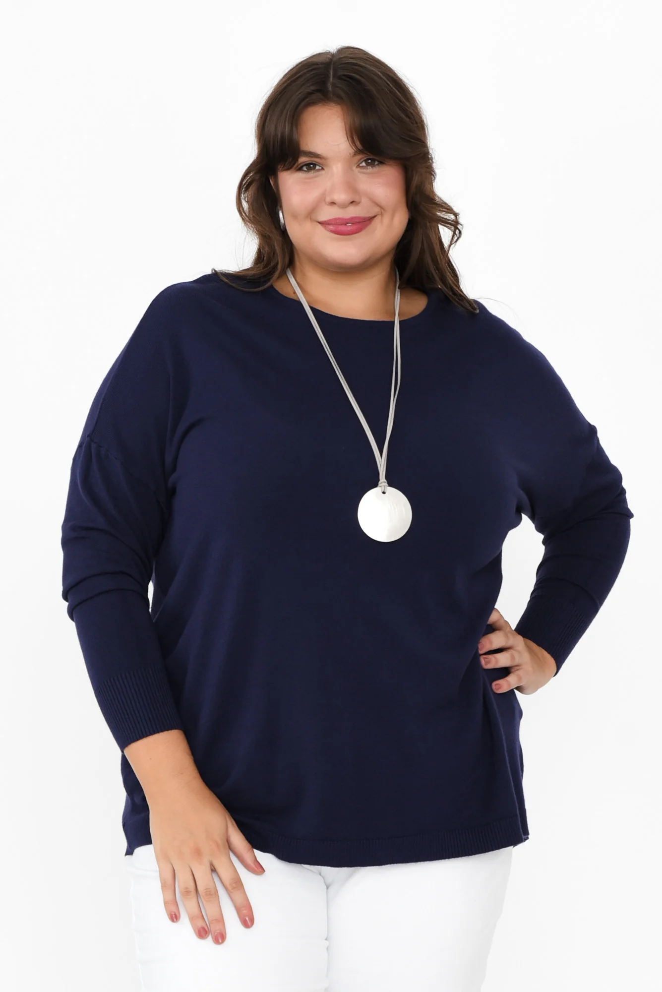 Meryl Navy Wool Blend Drape Jumper - Image 8