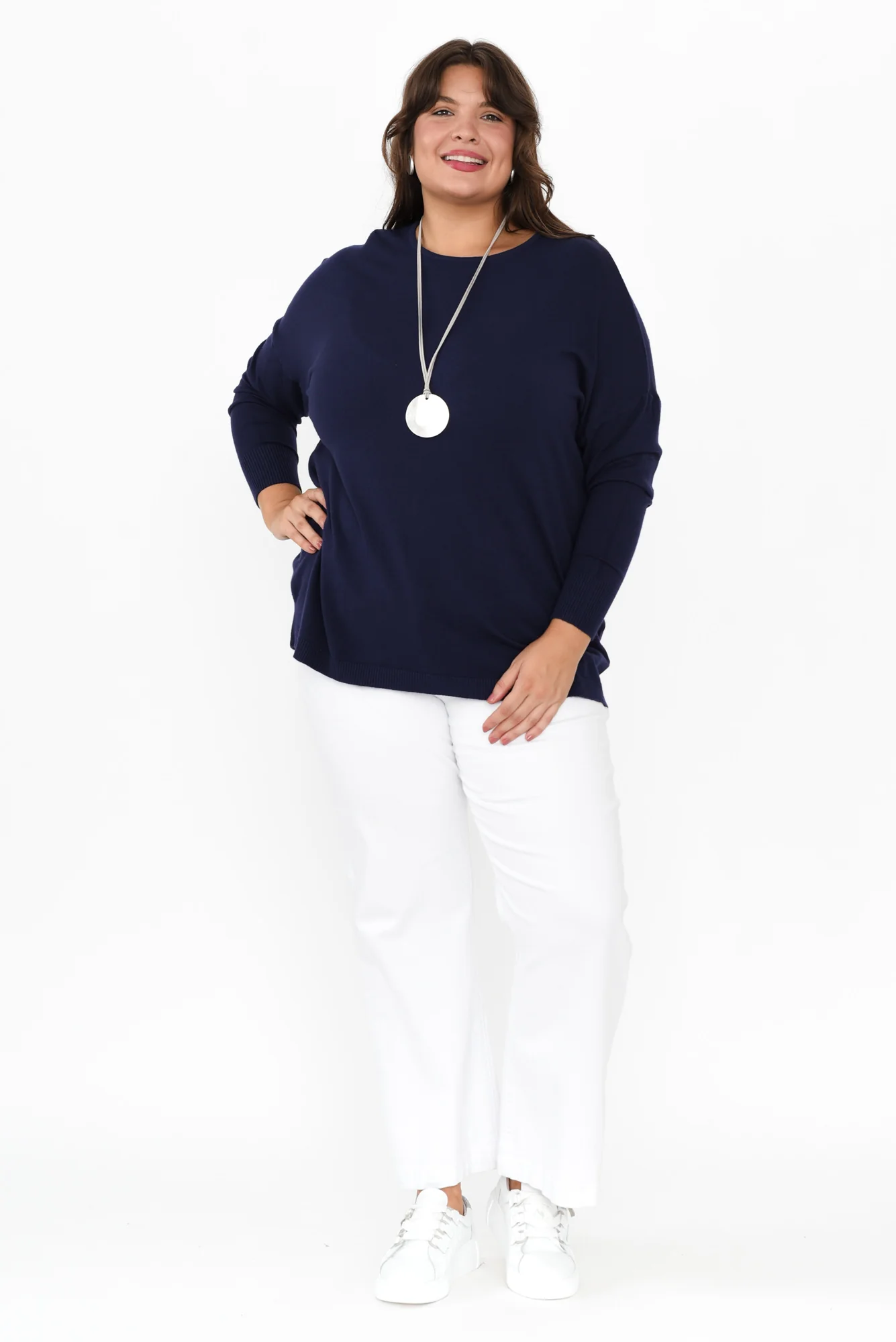 Meryl Navy Wool Blend Drape Jumper - Image 9