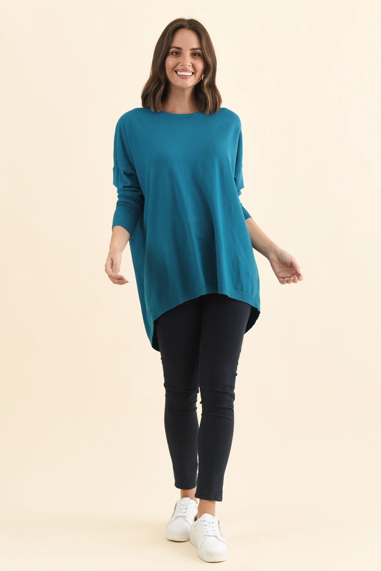 Meryl Teal Wool Blend Drape Jumper - Image 7