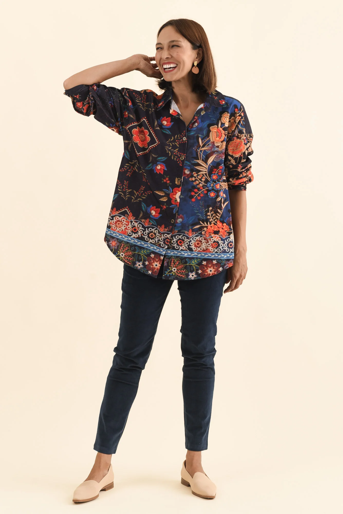Meyer Navy Botanical Cotton Shirt - Image 6
