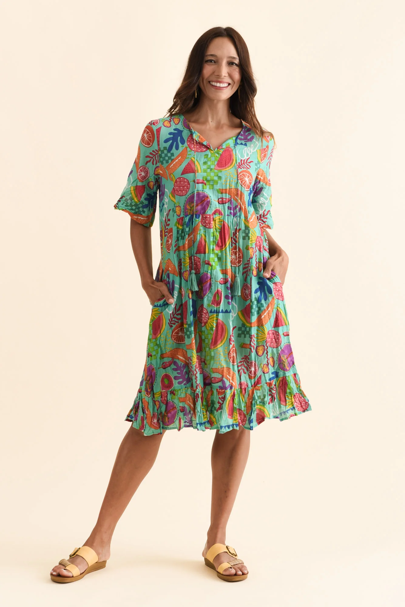 Mila Blue Garden Crinkle Cotton Dress