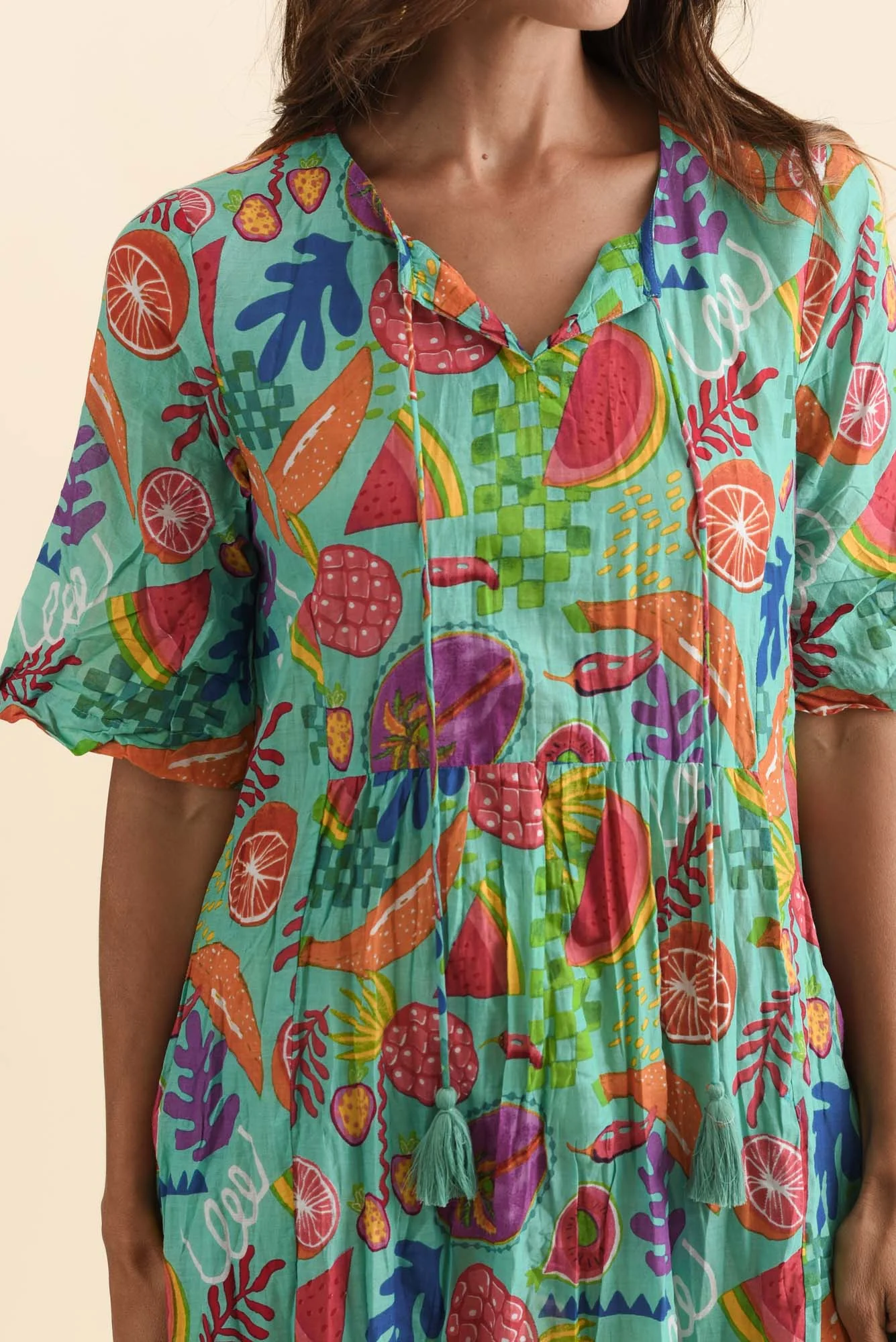 Mila Blue Garden Crinkle Cotton Dress - Image 5