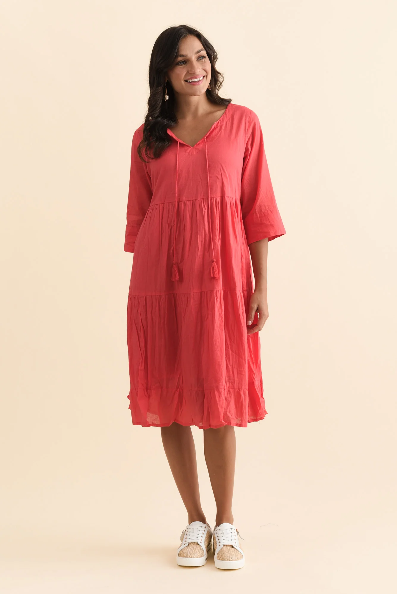 Milana Cherry Crinkle Cotton Dress - Image 7