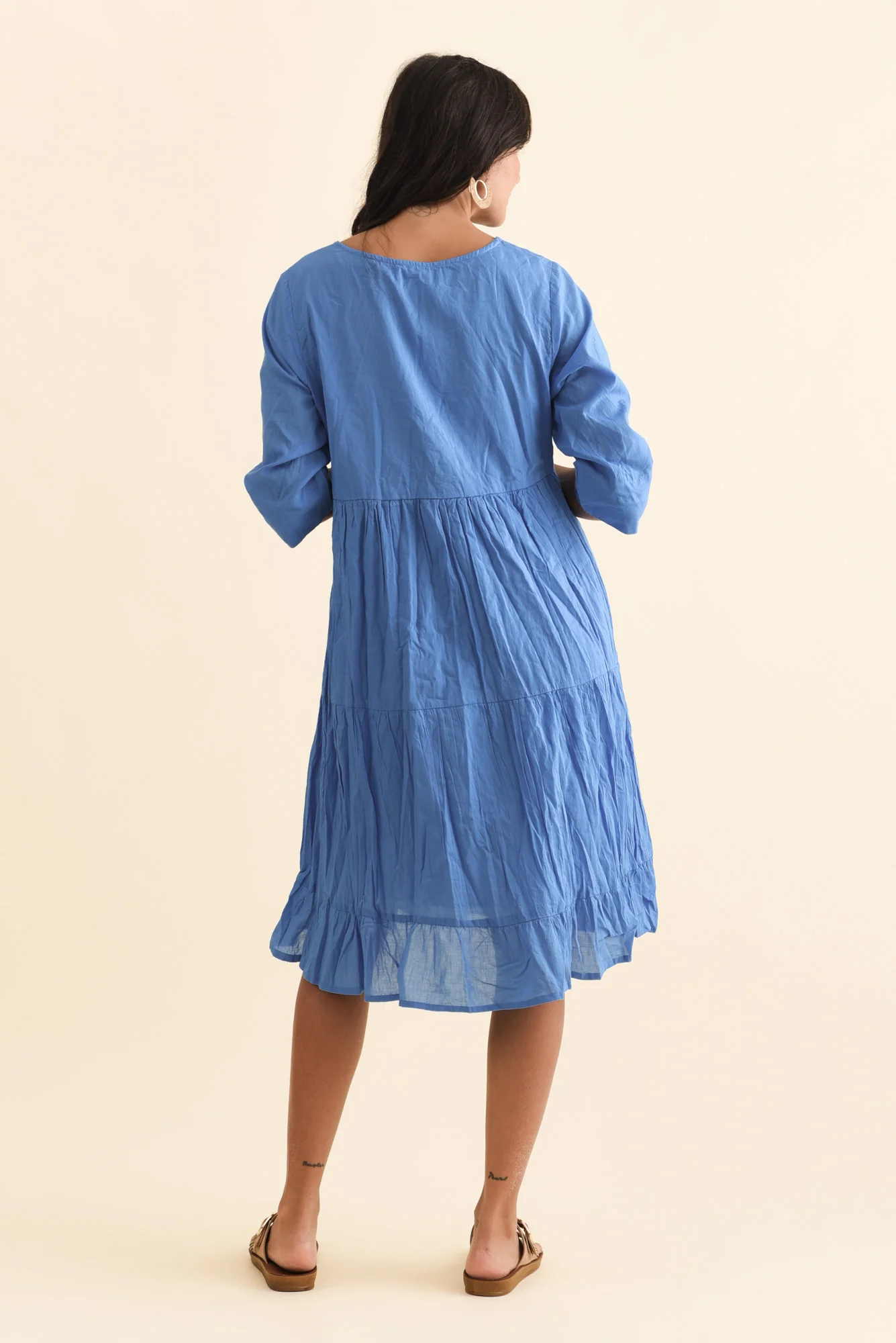 Milana Cobalt Crinkle Cotton Dress - Image 4
