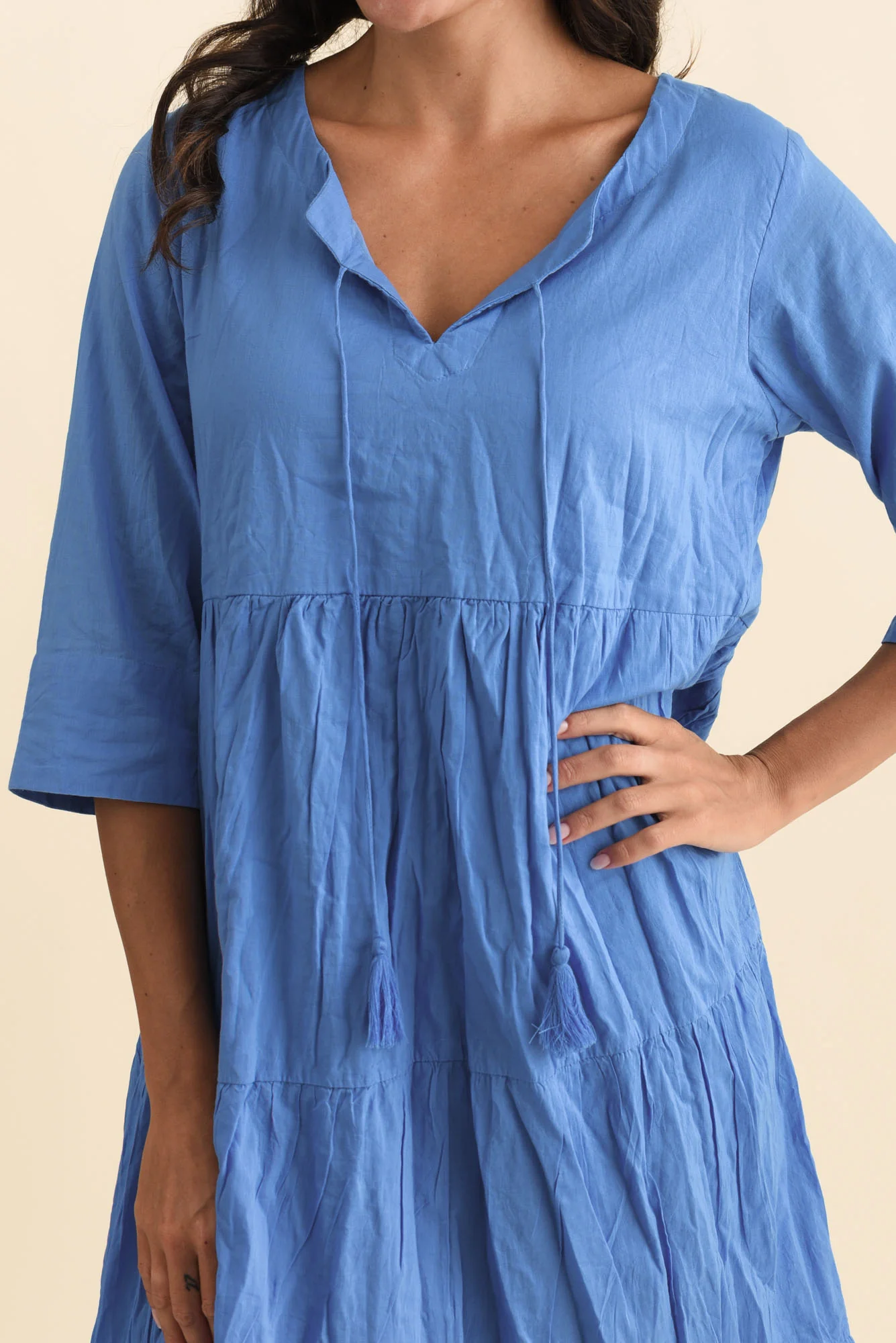 Milana Cobalt Crinkle Cotton Dress - Image 5