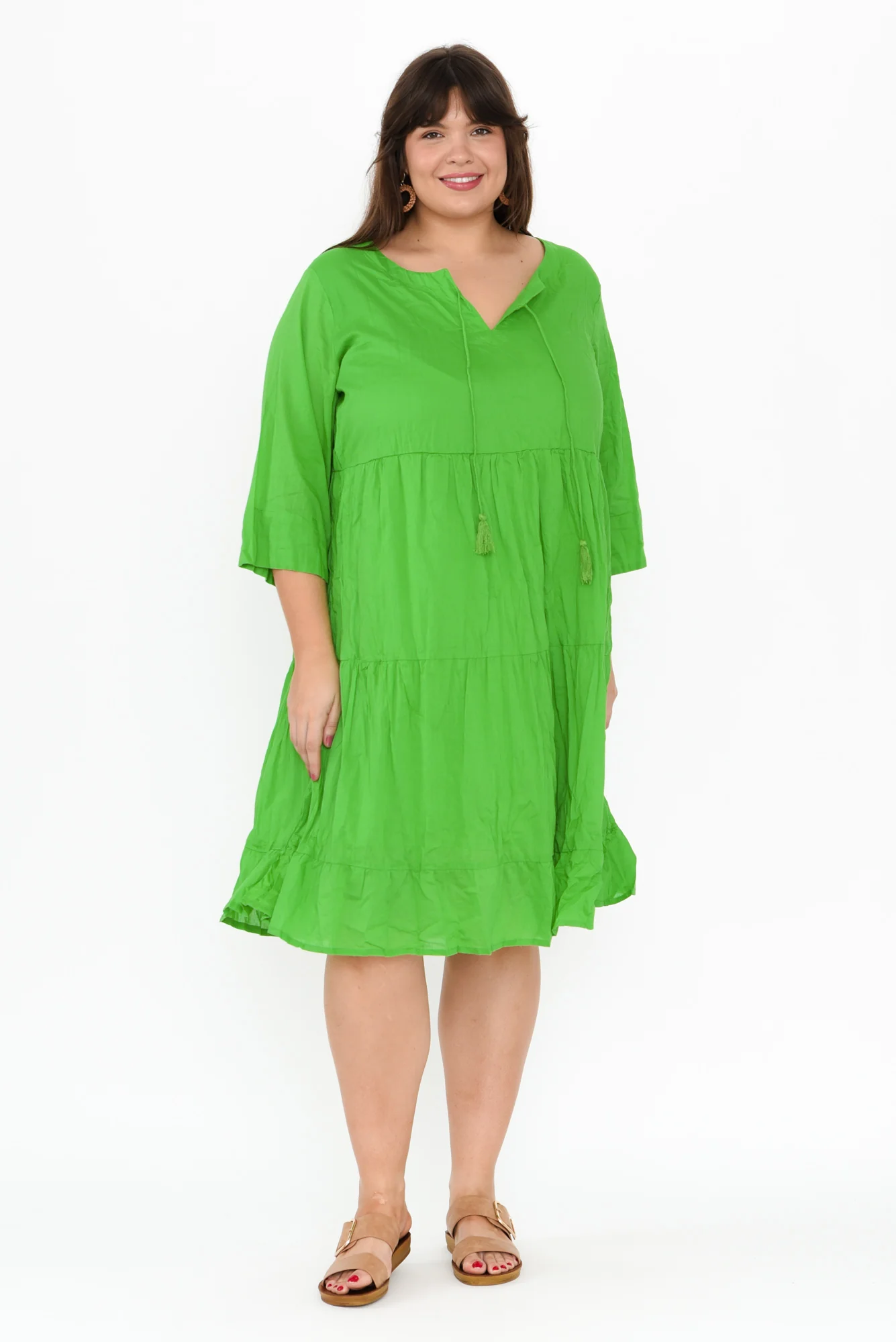 Milana Lime Crinkle Cotton Dress - Image 10