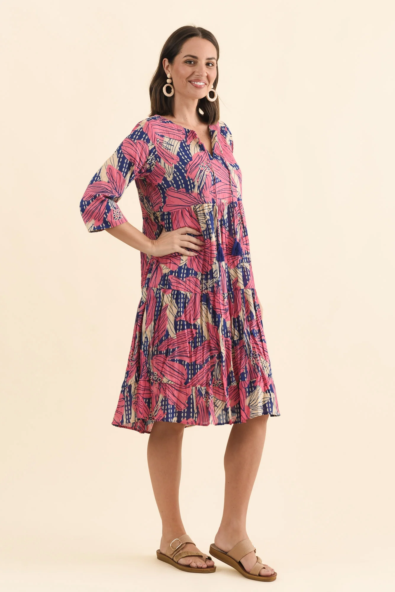 Milana Pink Lily Crinkle Cotton Dress - Image 3