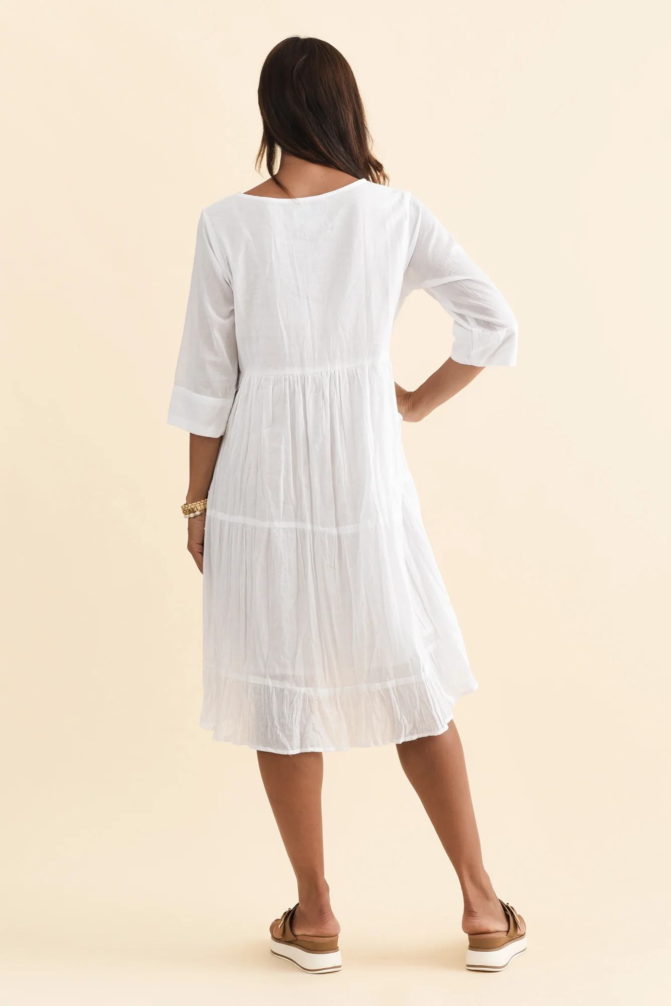 Milana White Crinkle Cotton Dress - Image 5
