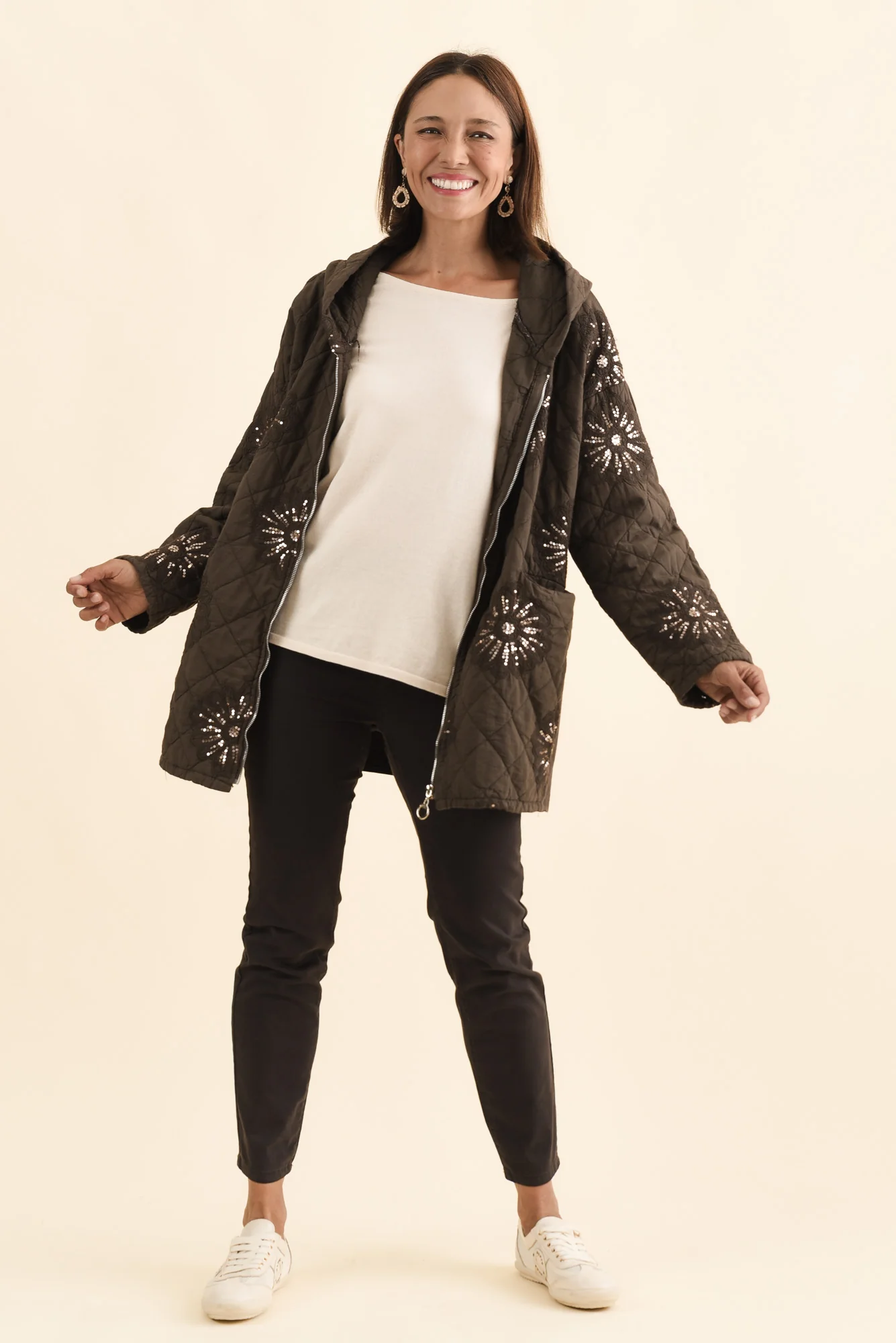 Mintaro Chocolate Sequin Quilted Jacket - Image 2