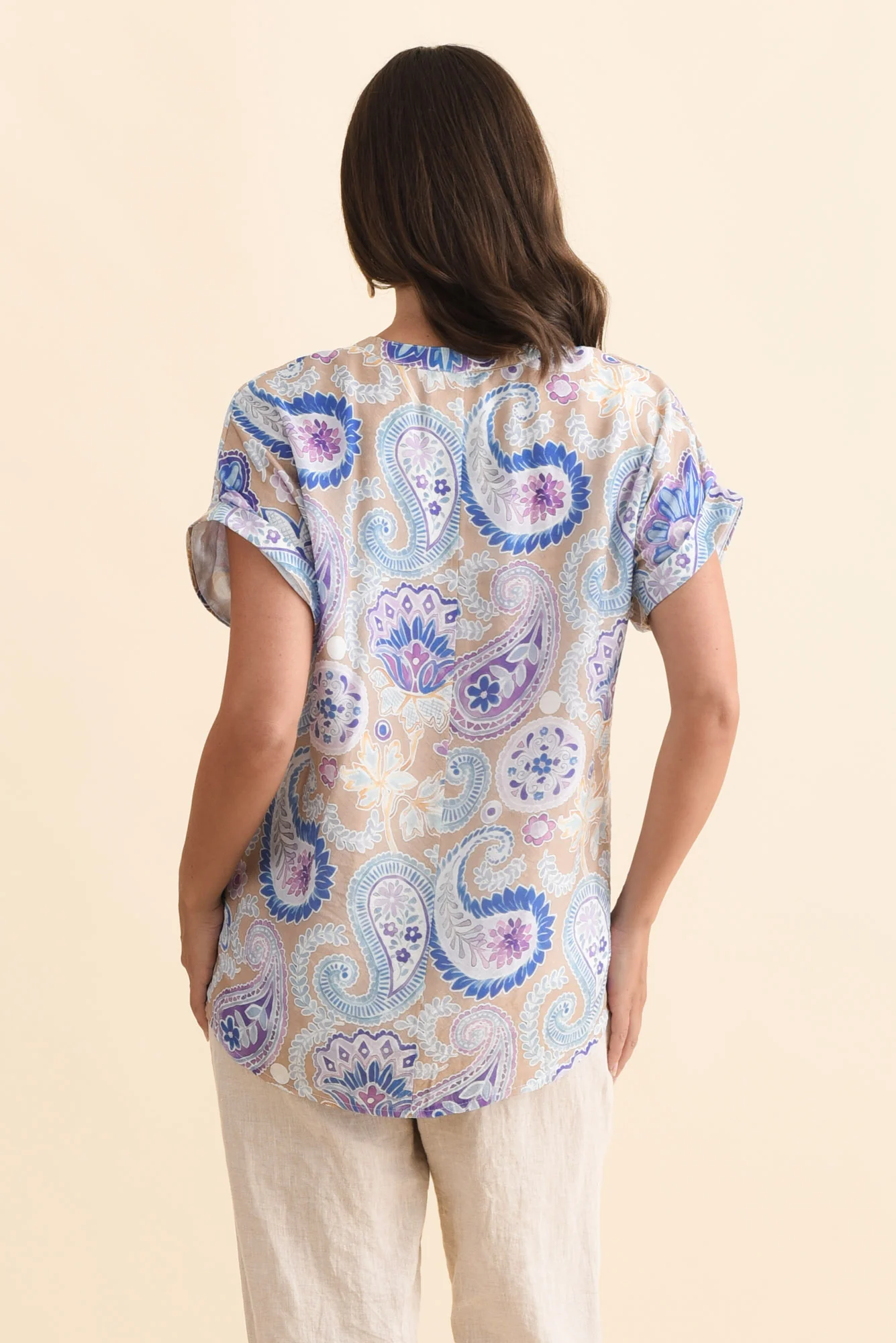 Miray Blue Floral Button Top - Image 4