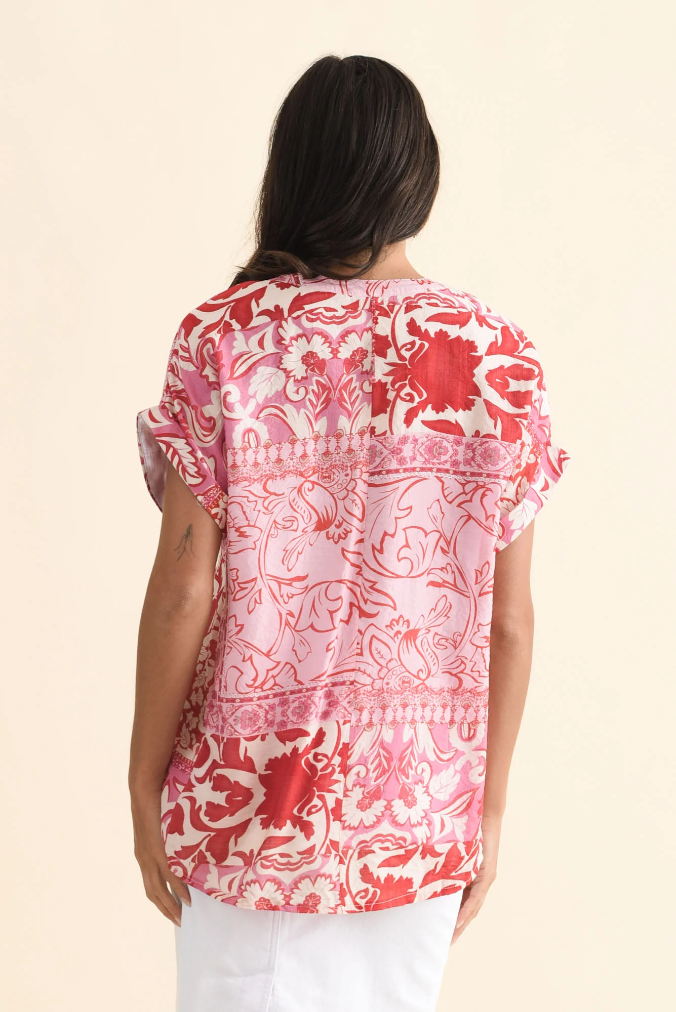 Miray Pink Abstract Button Top - Image 4