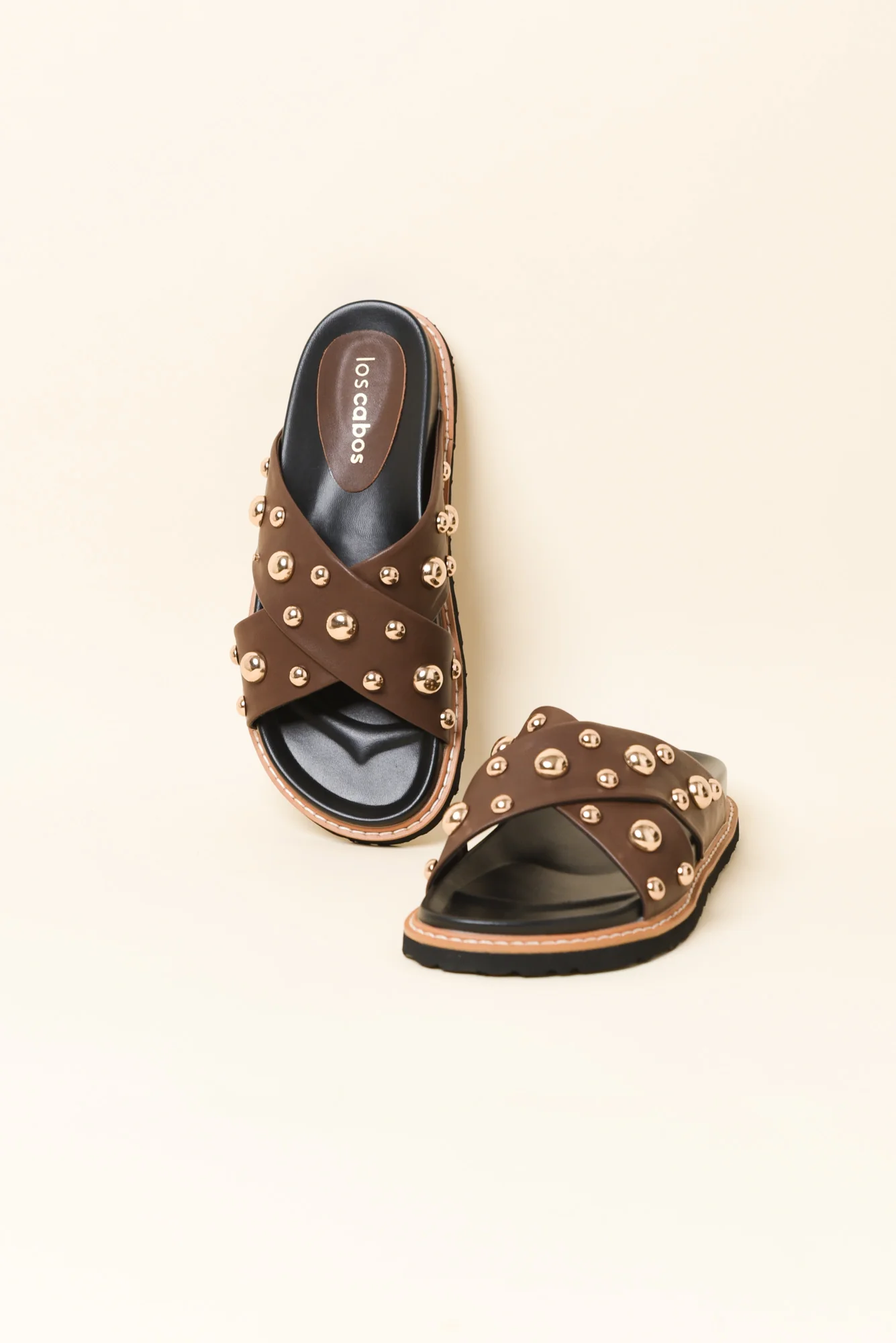 Mode Brown Studded Slide - Image 2